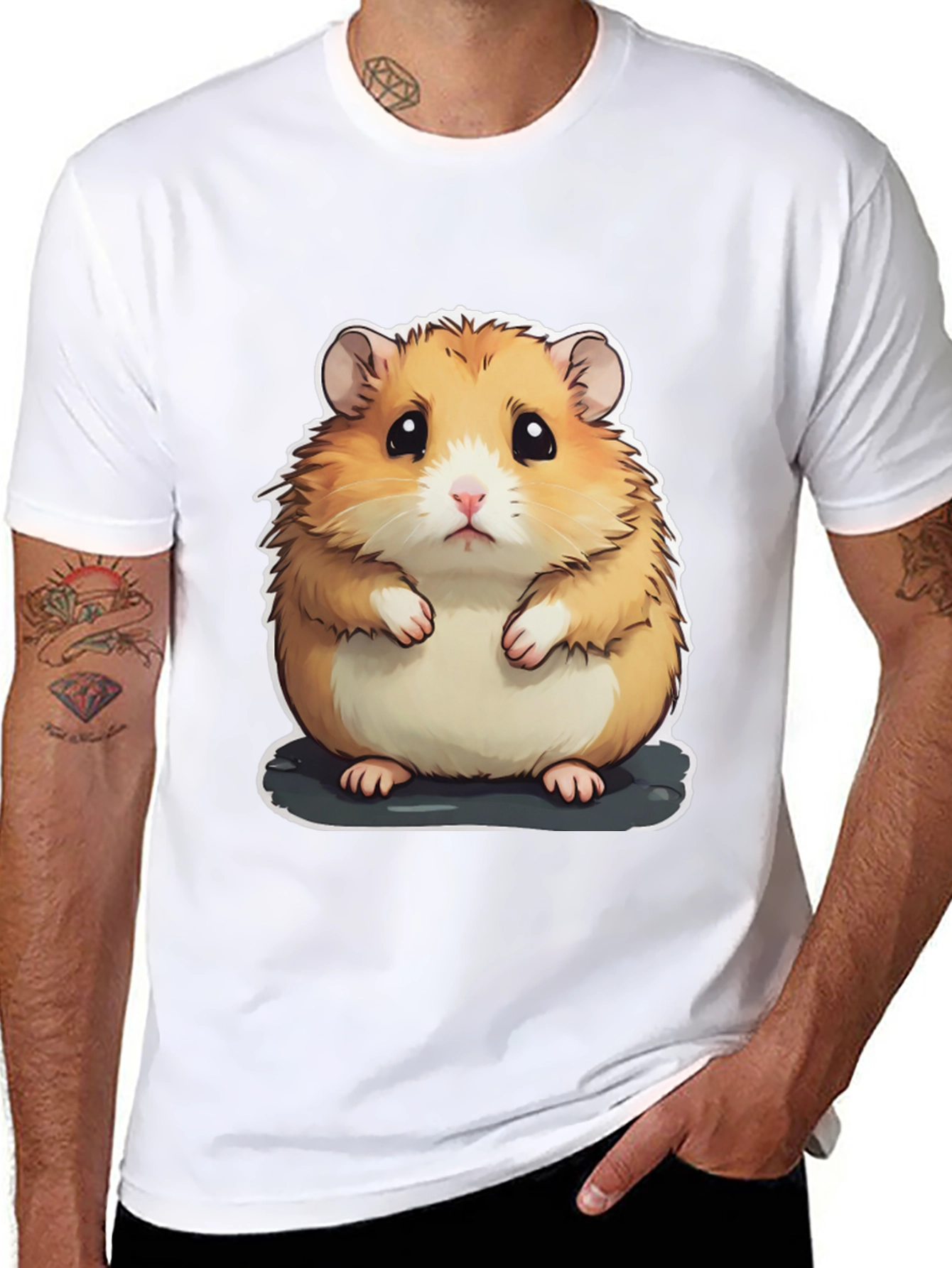 Cute Hamster Graphic Tee - Unisex Black T-Shirt