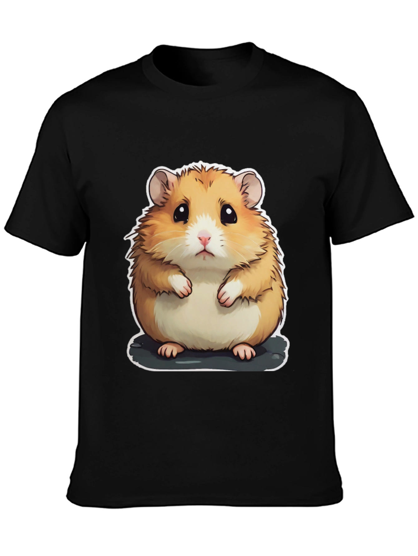 Cute Hamster Graphic Tee - Unisex Black T-Shirt