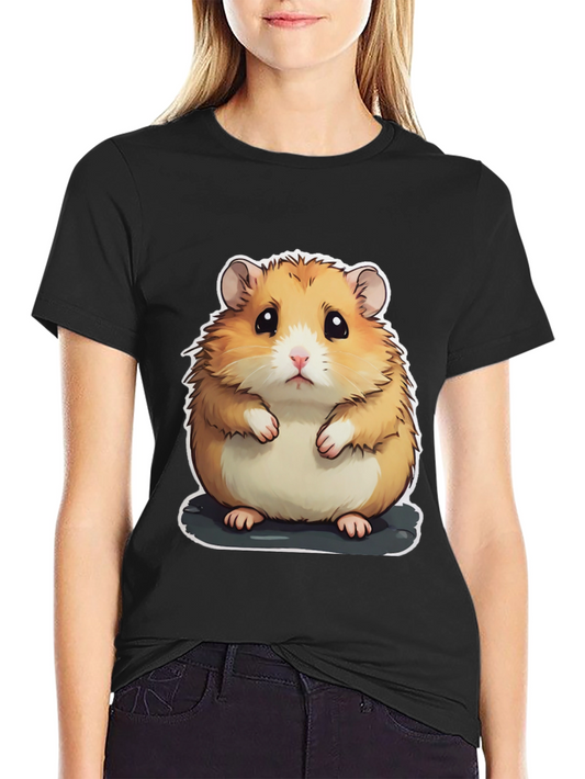 Cute Hamster Graphic Tee - Unisex Black T-Shirt