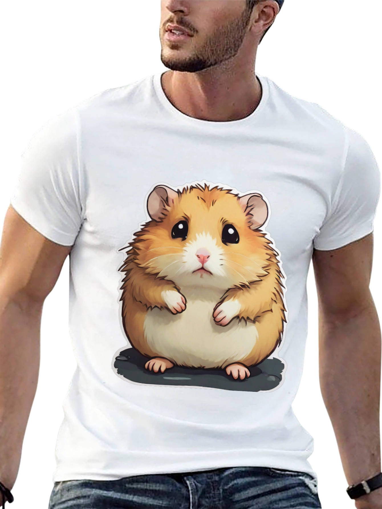 Cute Hamster Graphic Tee - Unisex Black T-Shirt
