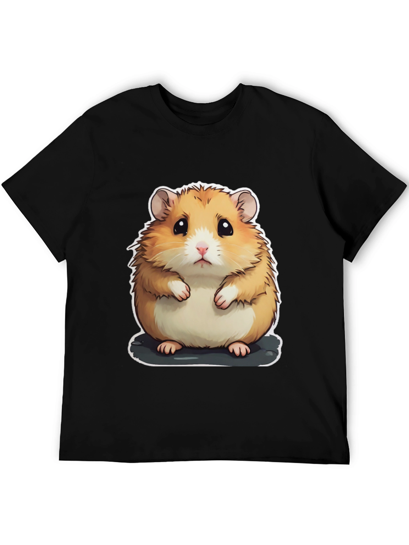 Cute Hamster Graphic Tee - Unisex Black T-Shirt