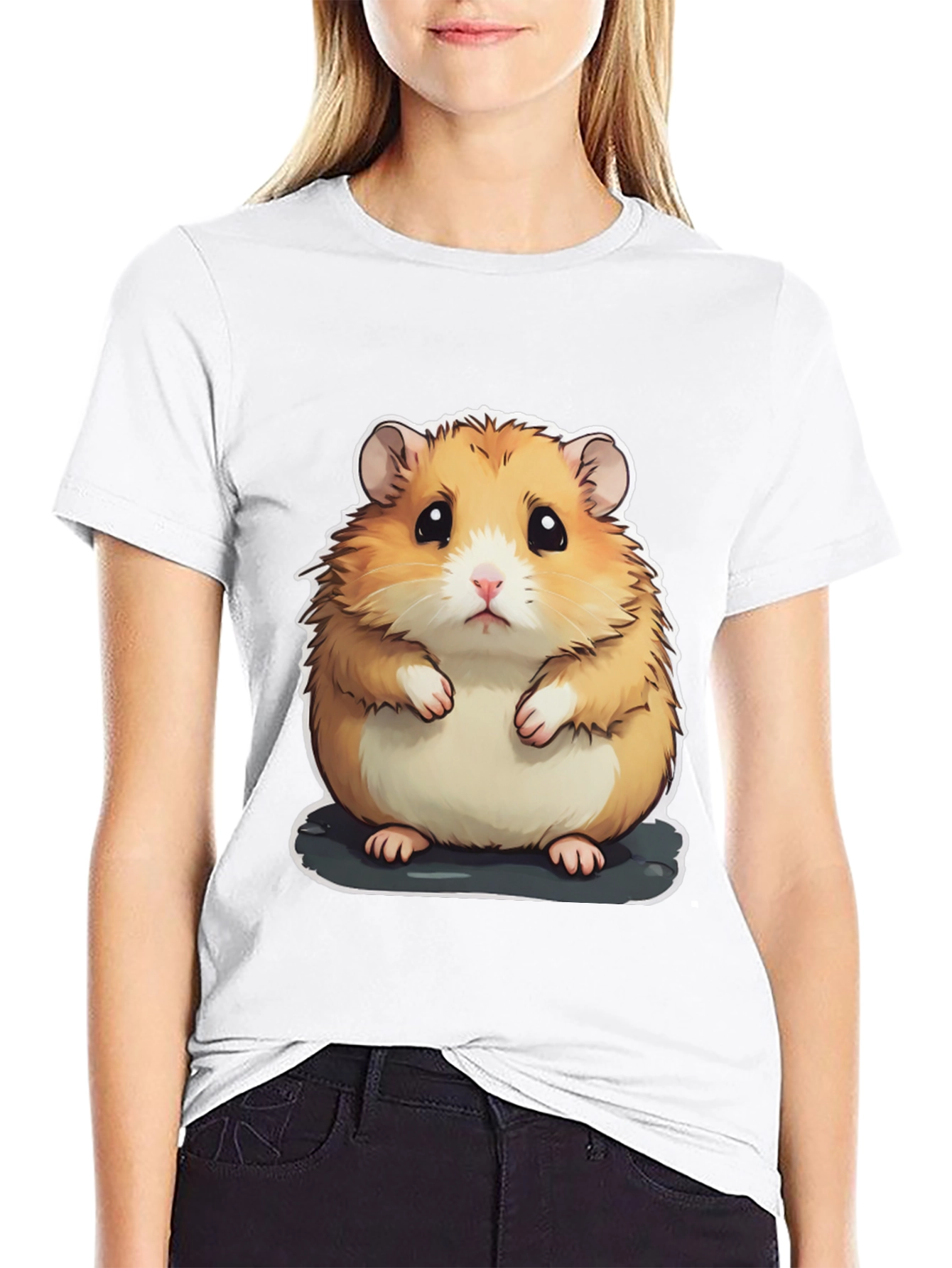 Cute Hamster Graphic Tee - Unisex Black T-Shirt