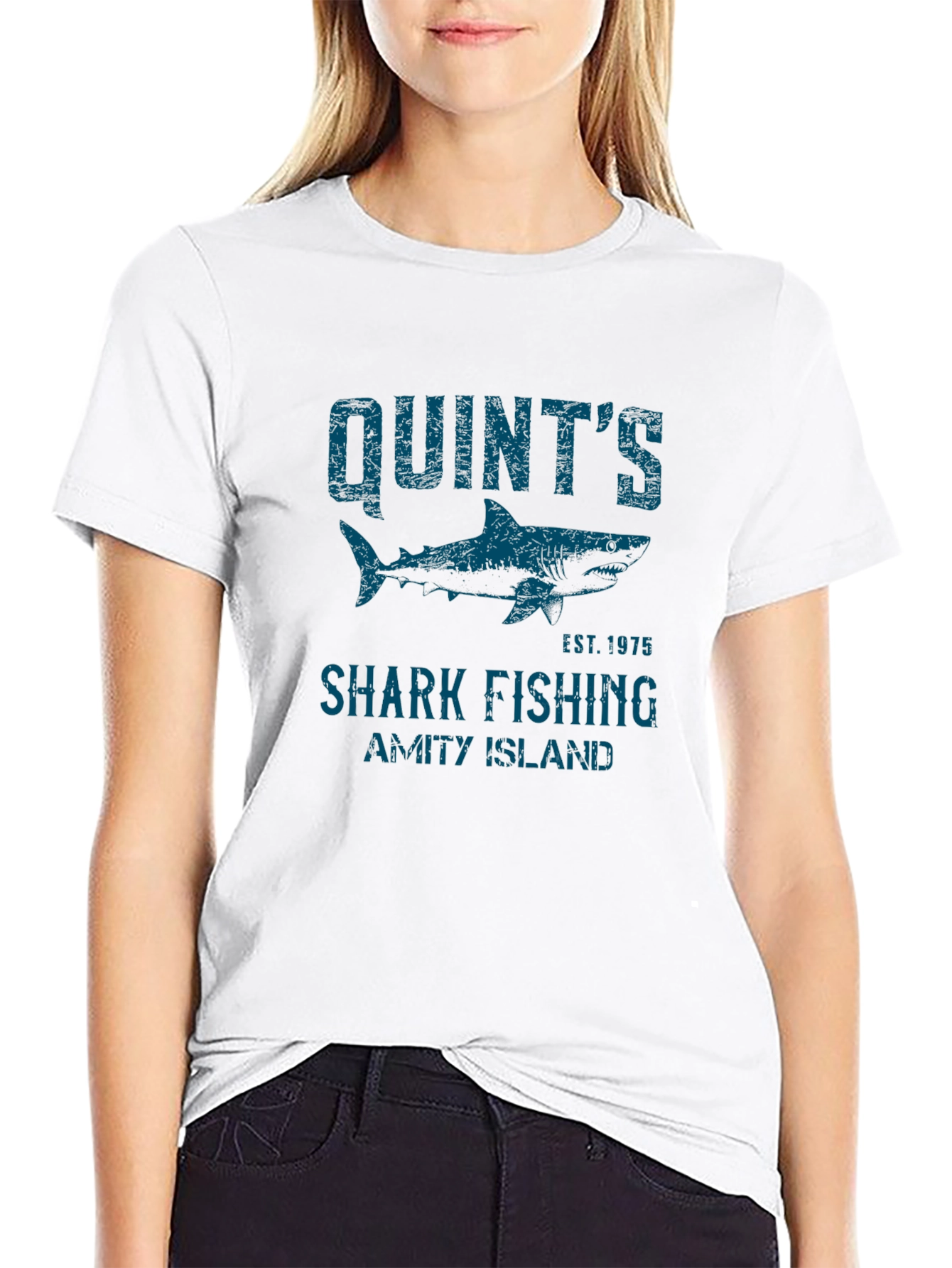 Quints Shark Fishing T-Shirt - Amity Island Est. 1975