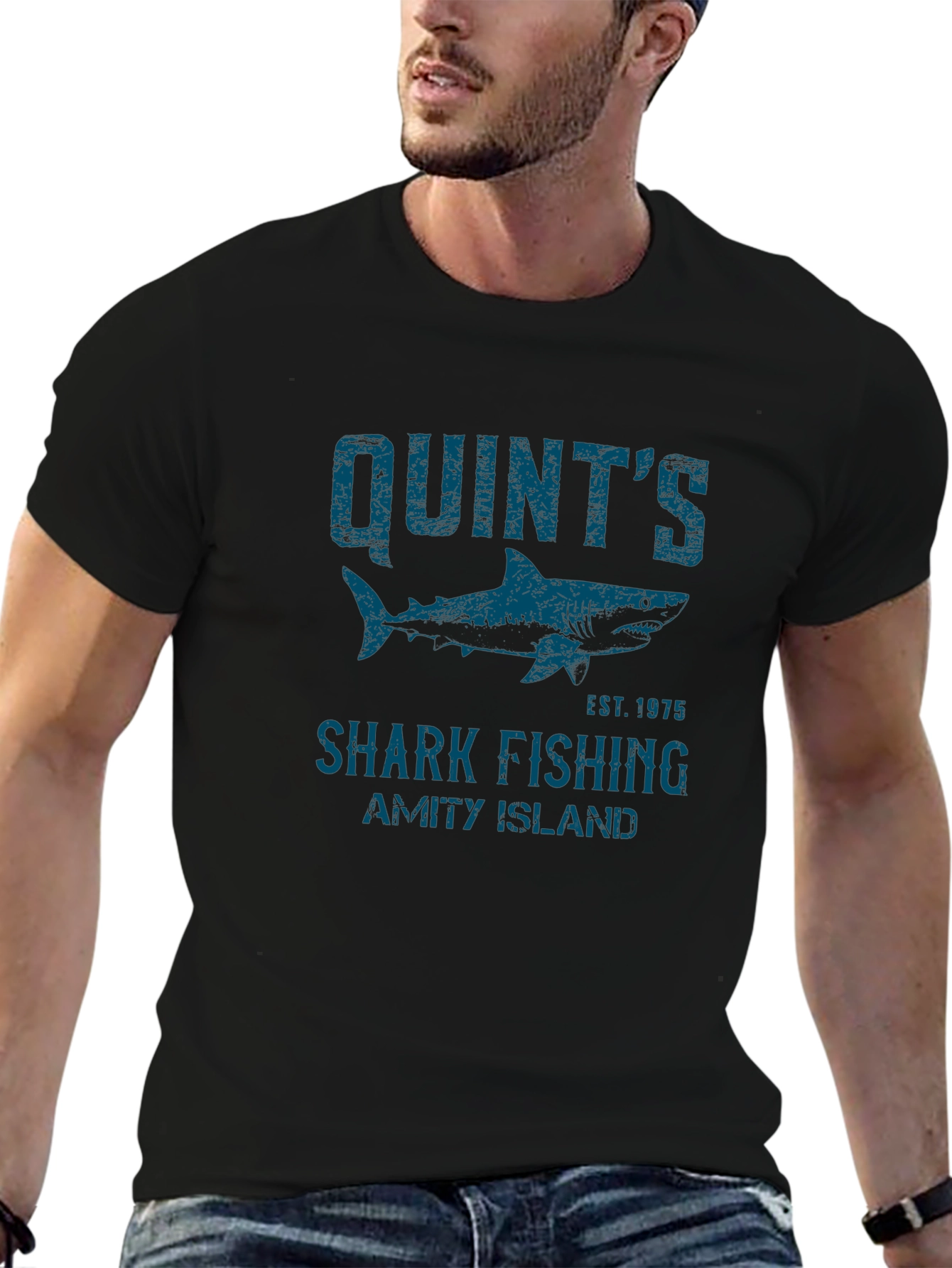 Quints Shark Fishing T-Shirt - Amity Island Est. 1975