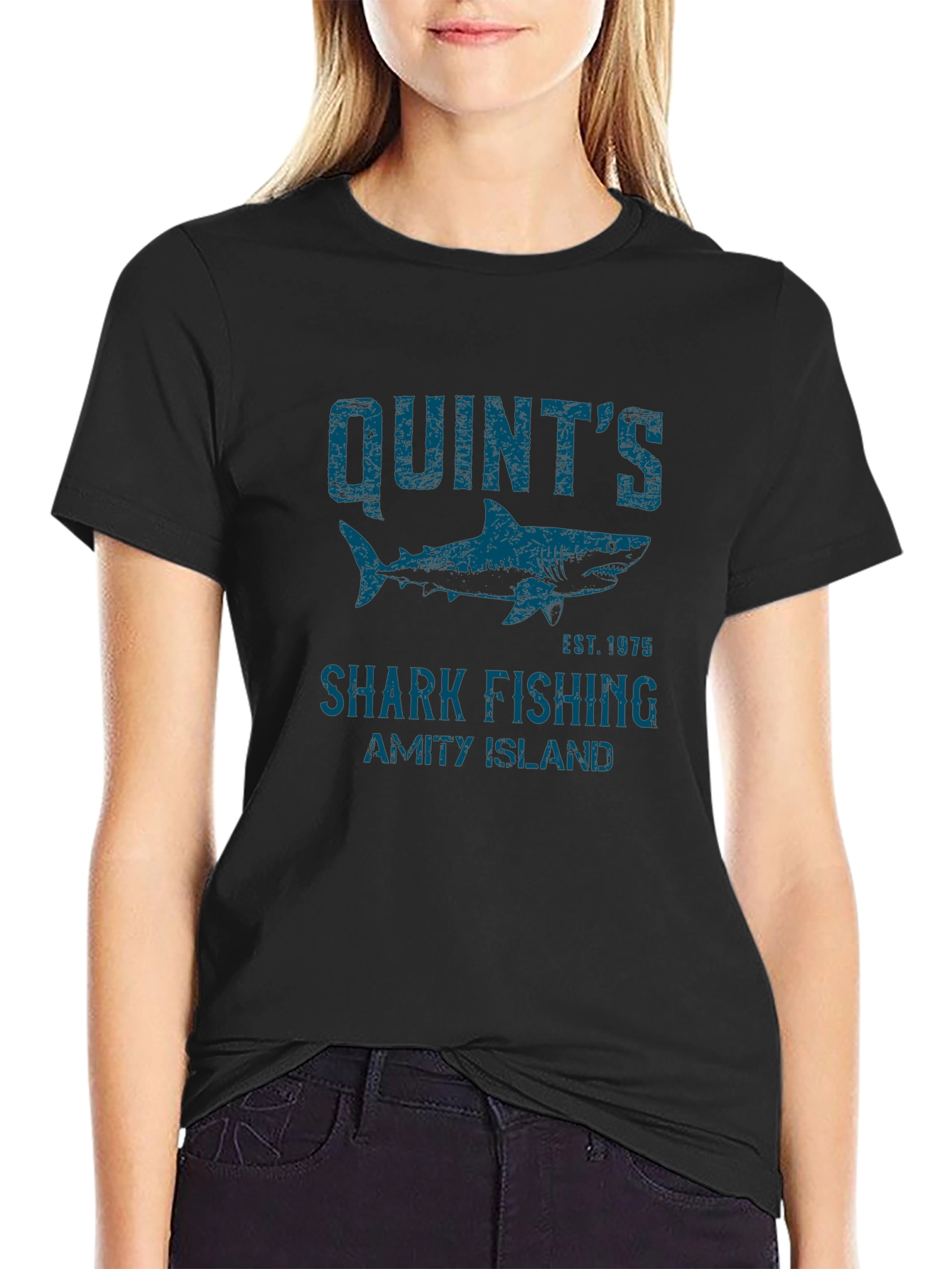 Quints Shark Fishing T-Shirt - Amity Island Est. 1975