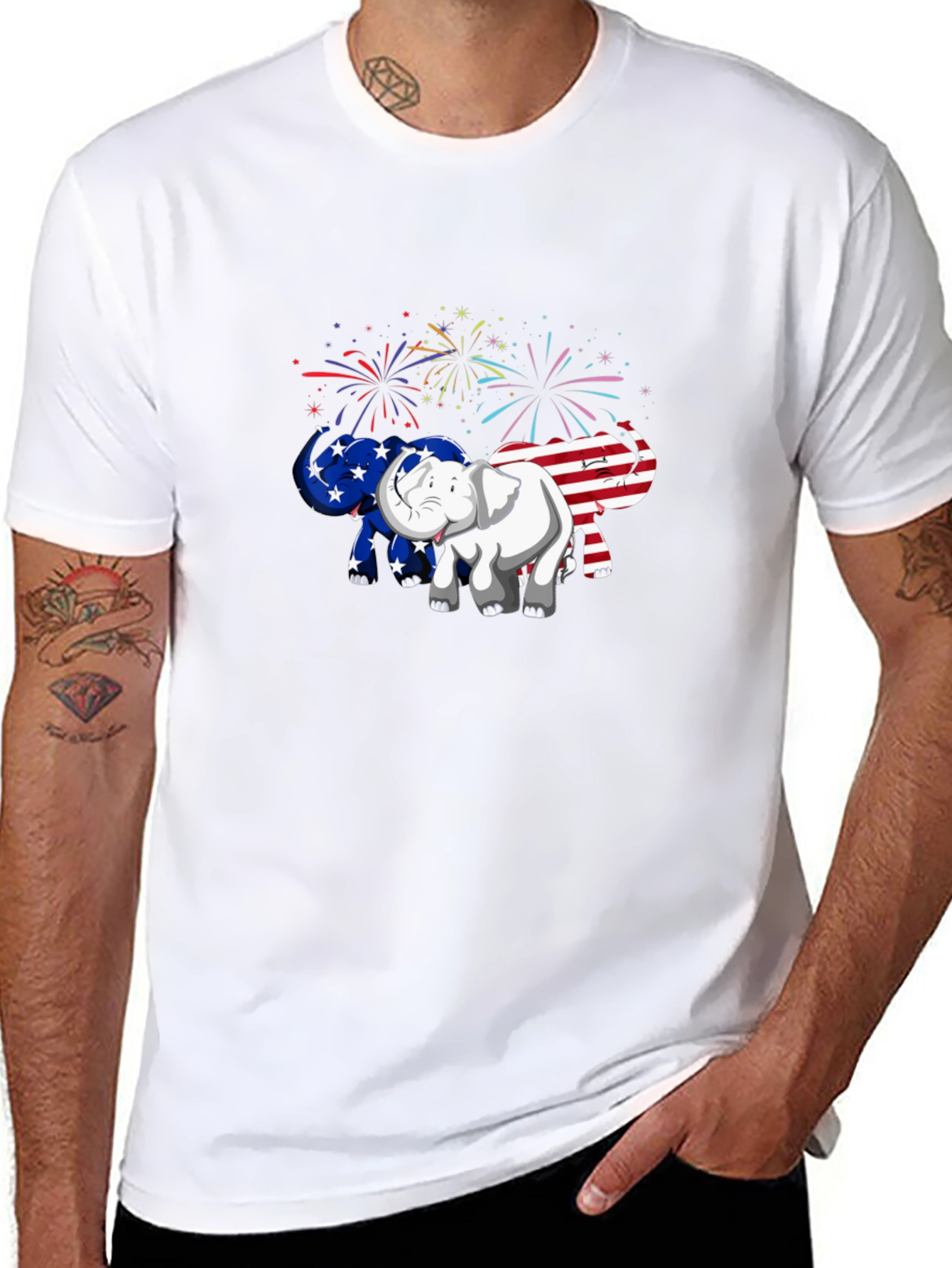 Patriotic Elephant Graphic Tee - USA Pride