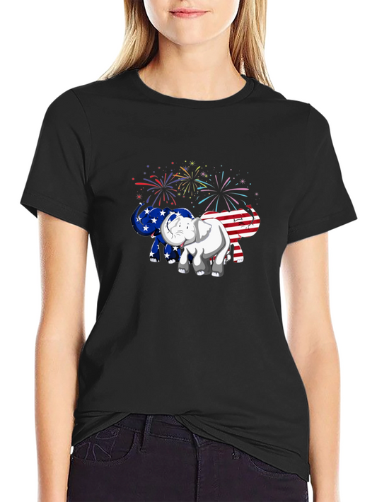 Patriotic Elephant Graphic Tee - USA Pride