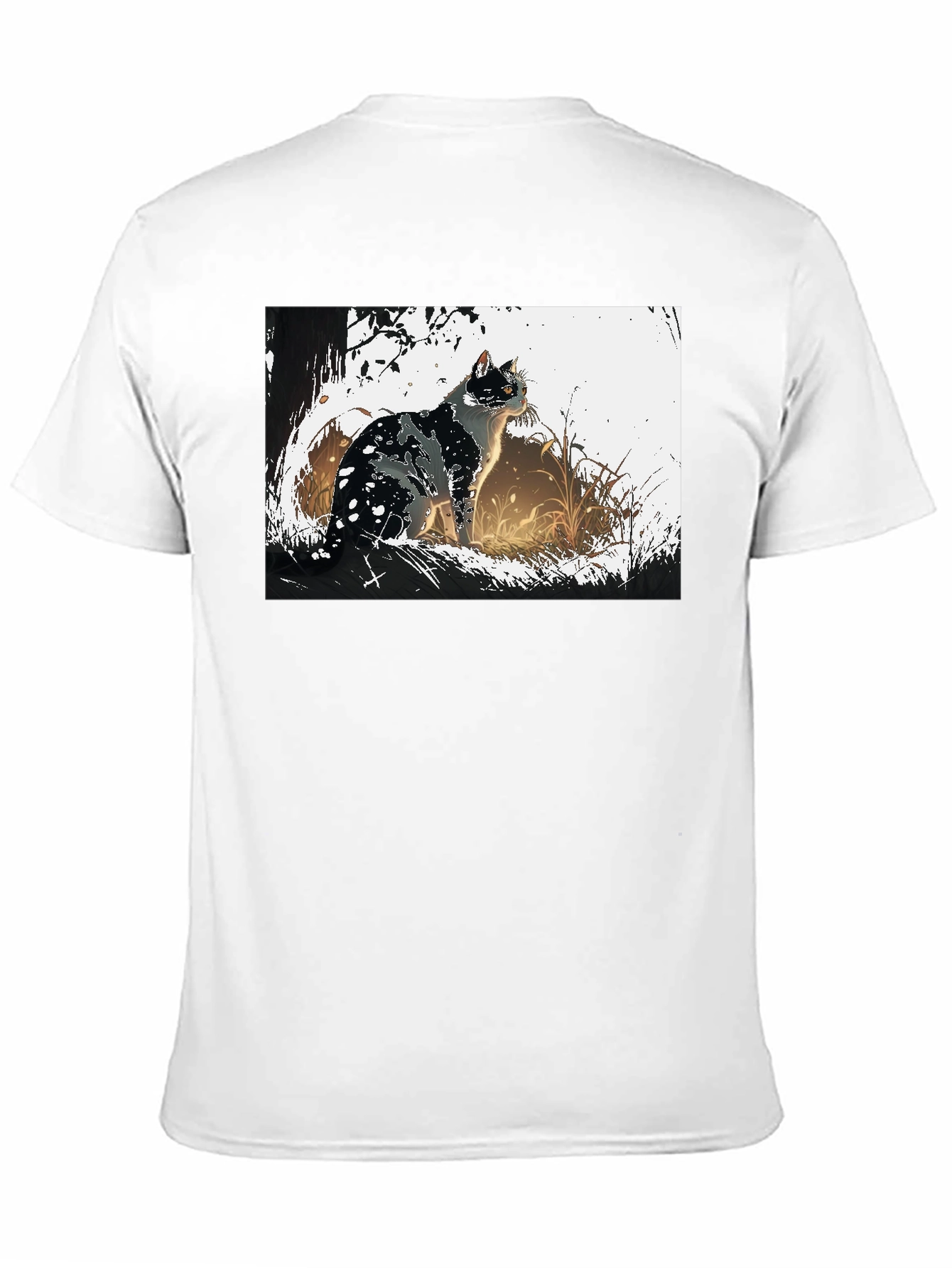 Cat Graphic Tee - Black Cotton T-Shirt