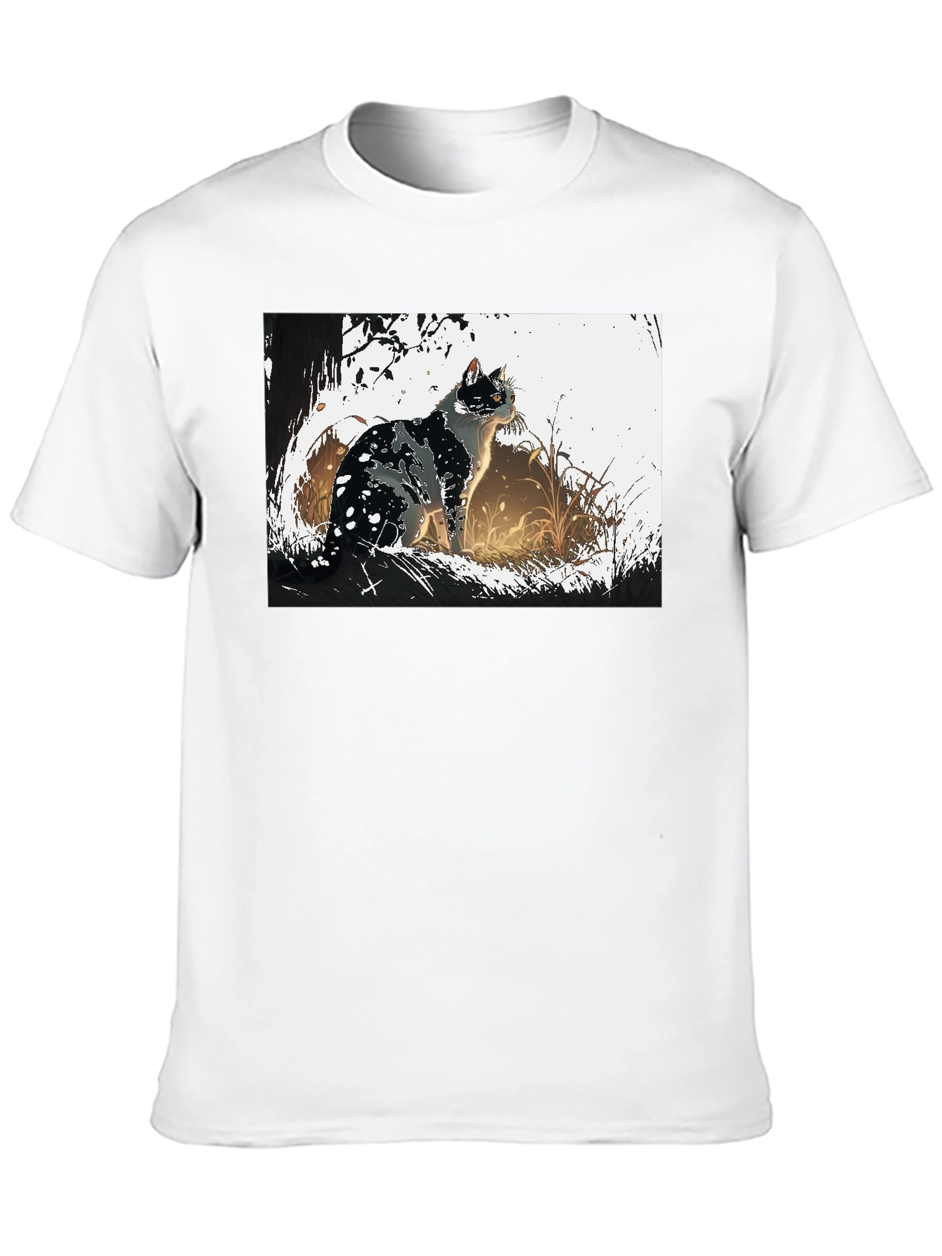 Cat Graphic Tee - Black Cotton T-Shirt