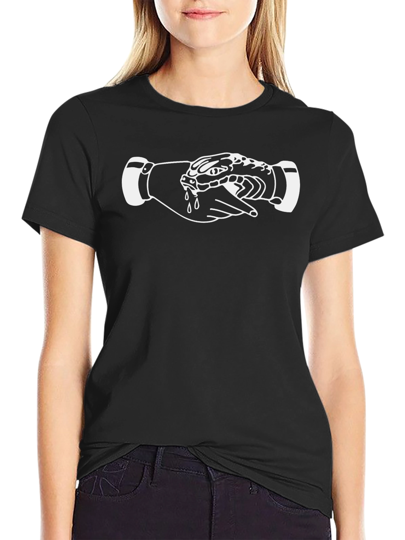 Snake Handshake Graphic Tee - Black