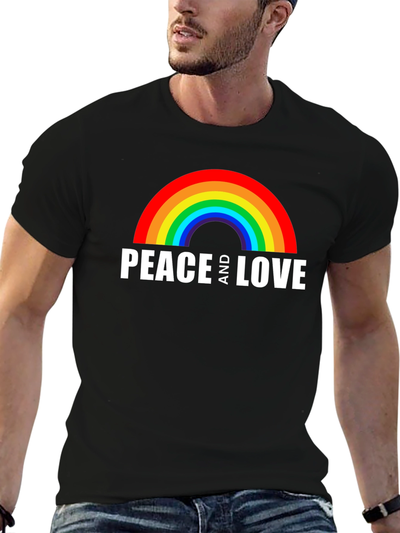 Peace and Love Rainbow Graphic Tee