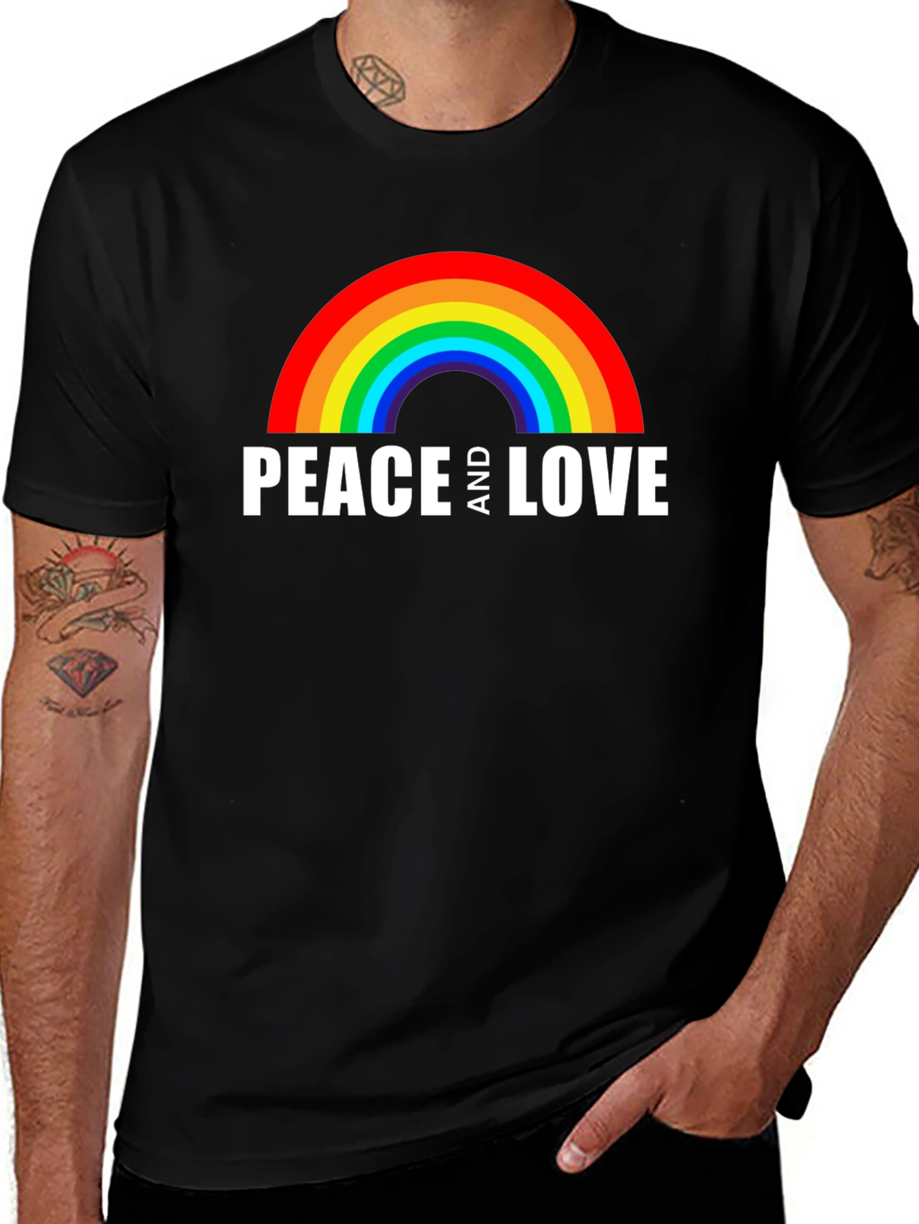 Peace and Love Rainbow Graphic Tee
