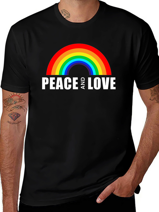 Peace and Love Rainbow Graphic Tee
