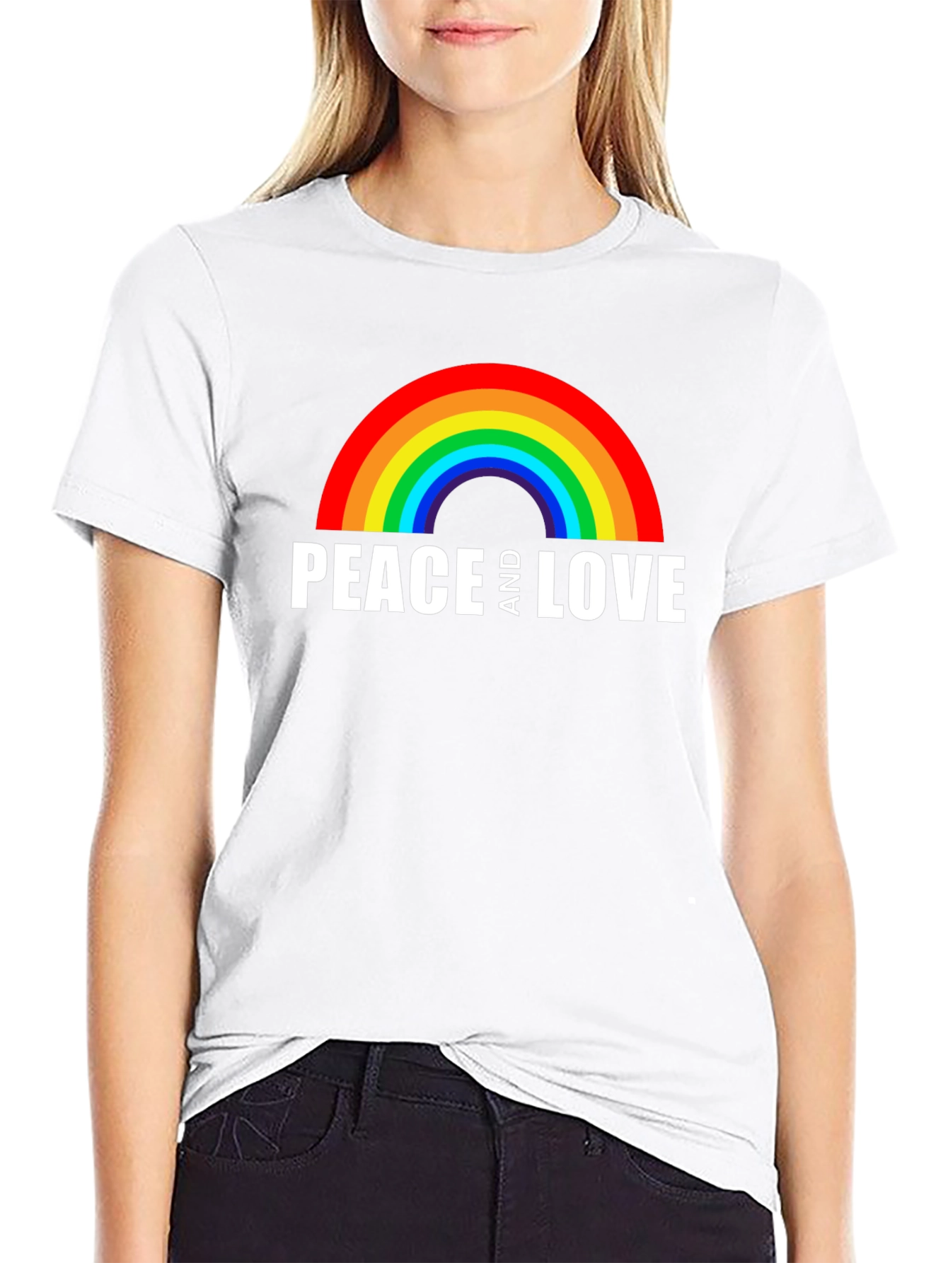 Peace and Love Rainbow Graphic Tee