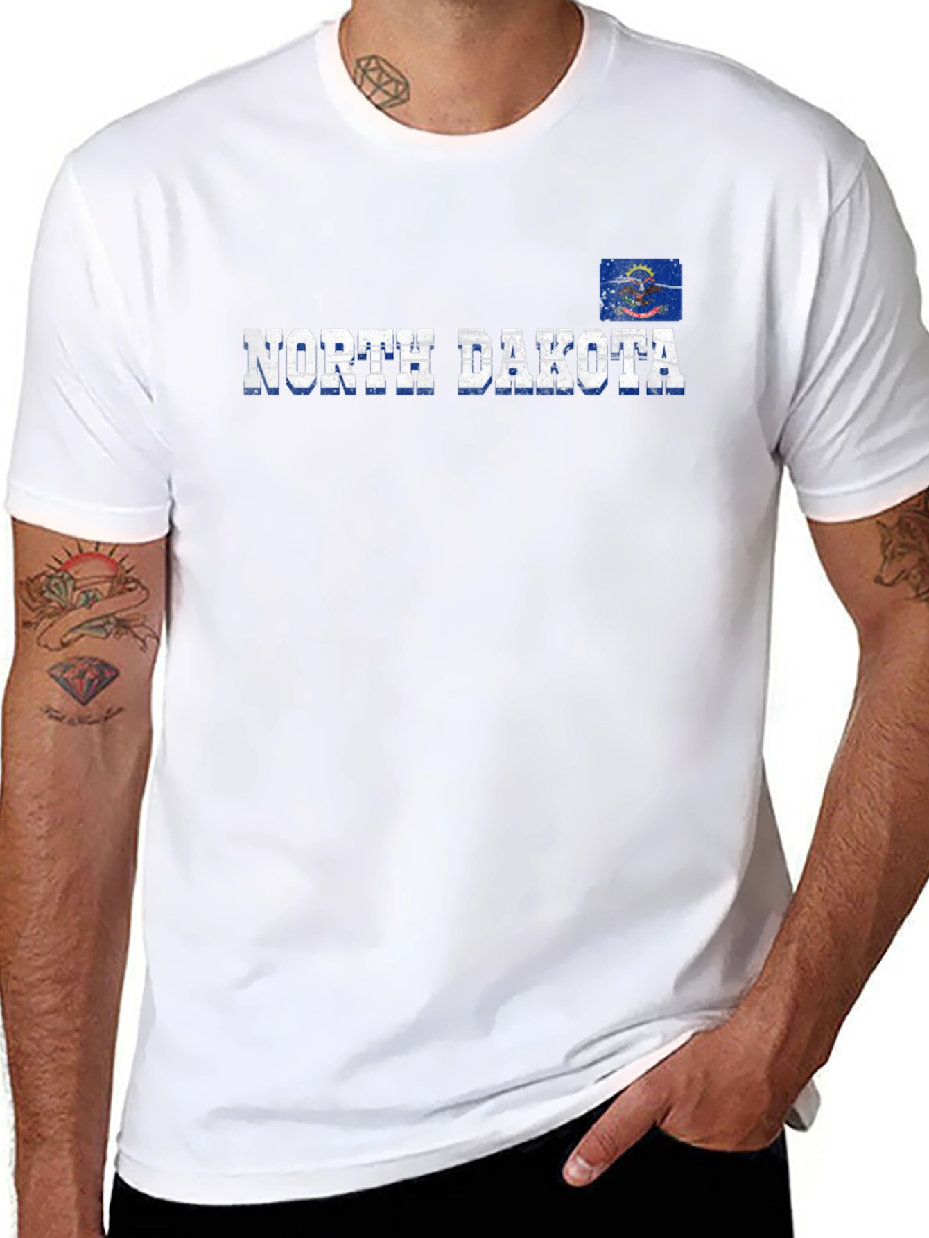 North Dakota State Flag Black T-Shirt
