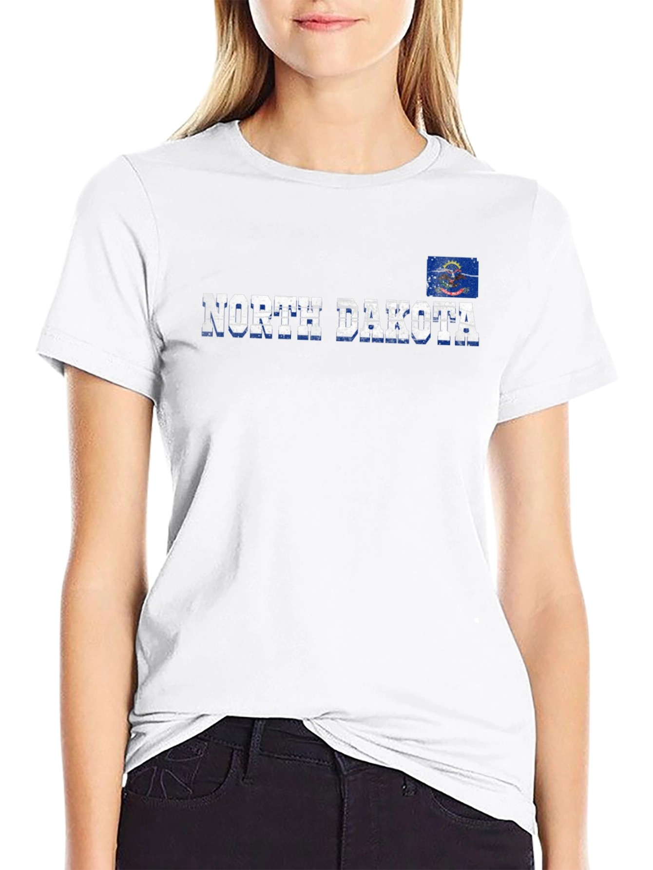 North Dakota State Flag Black T-Shirt