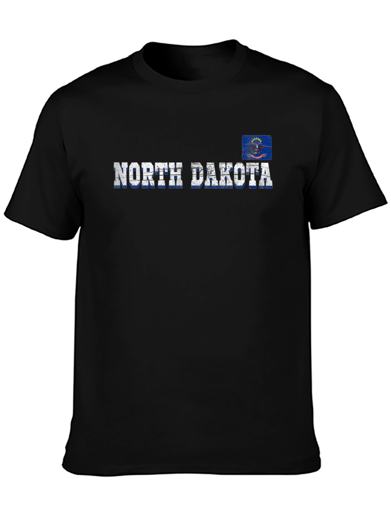 North Dakota State Flag Black T-Shirt