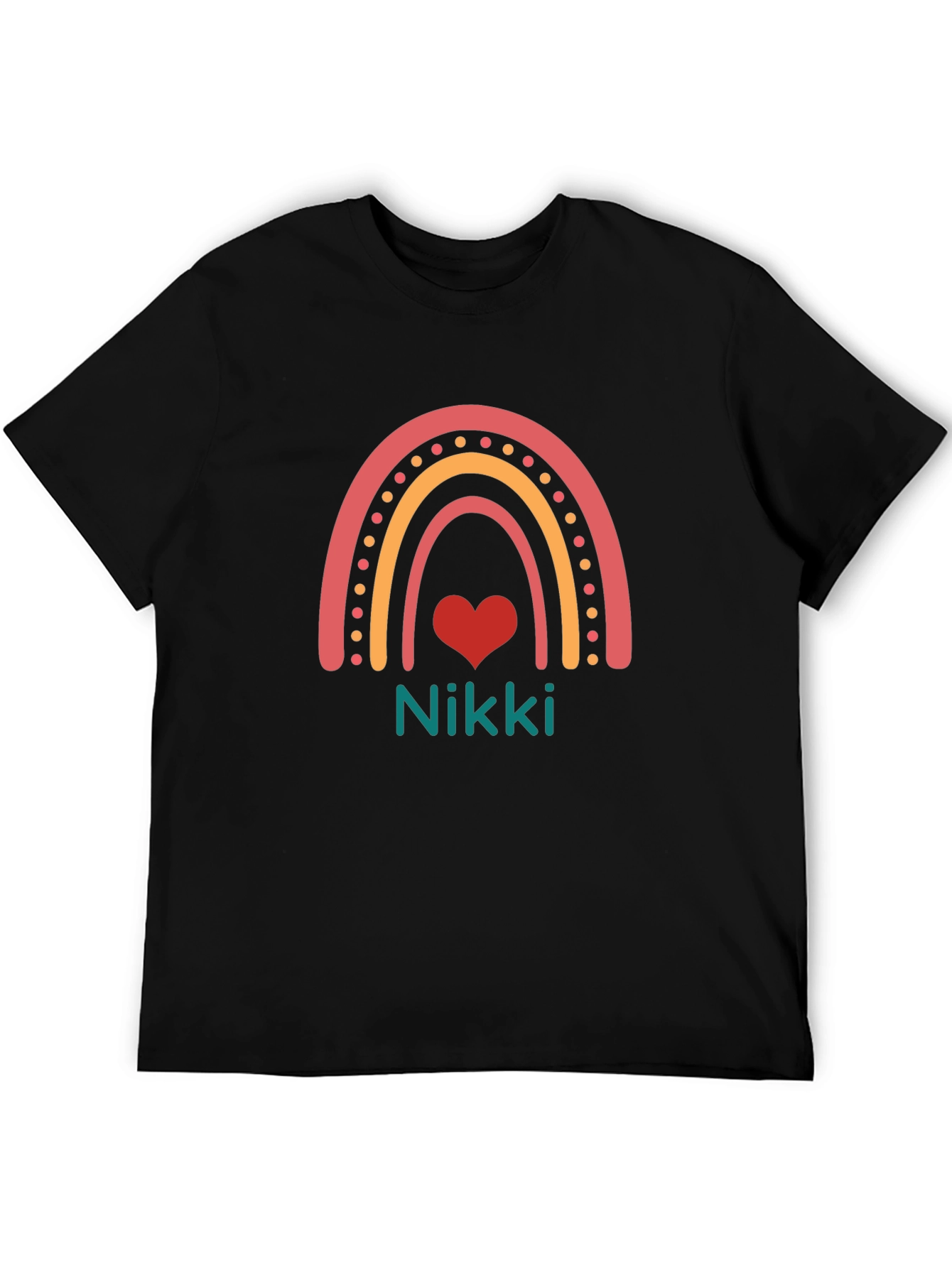 Nikki Rainbow Heart Tee - Custom Name Shirt