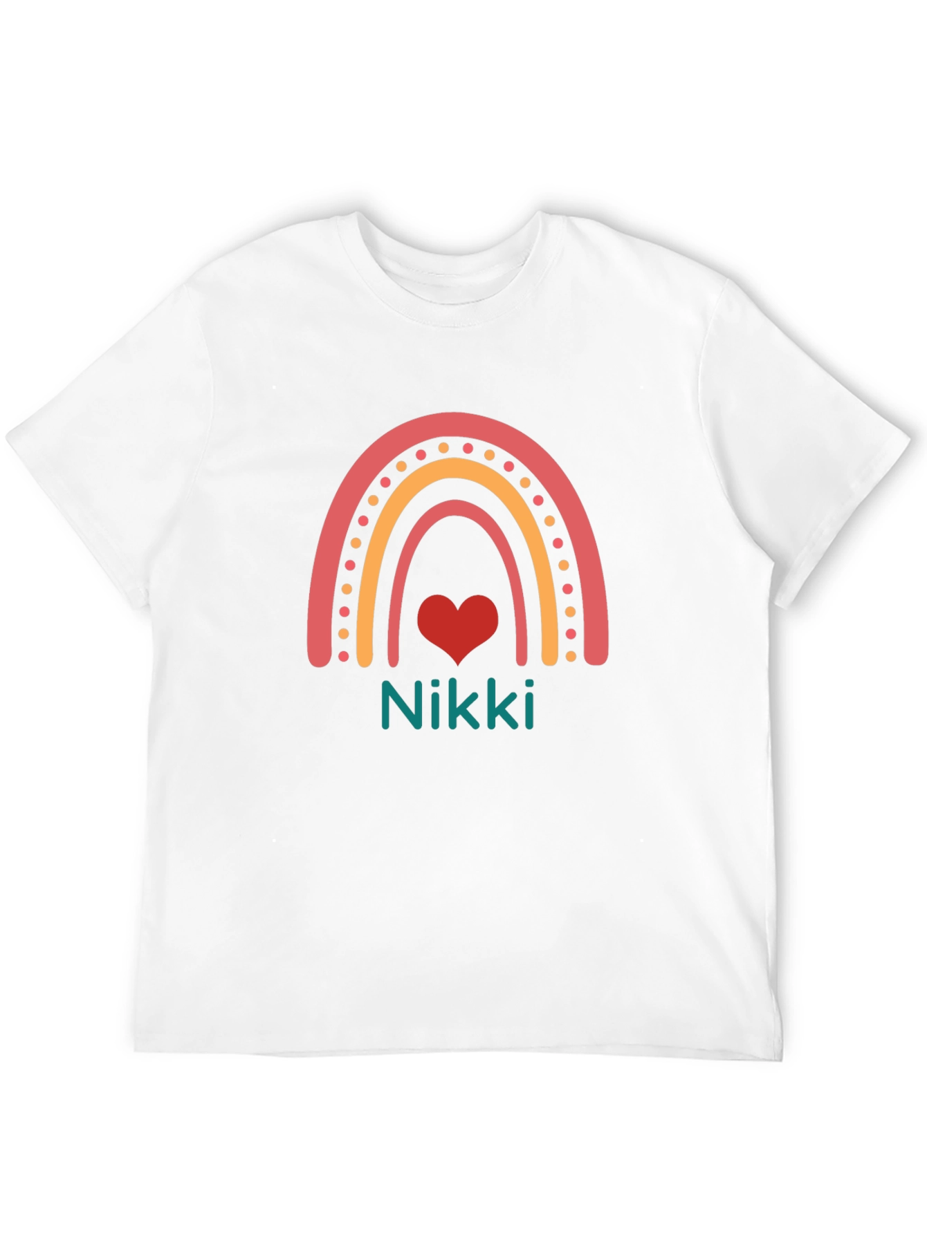 Nikki Rainbow Heart Tee - Custom Name Shirt