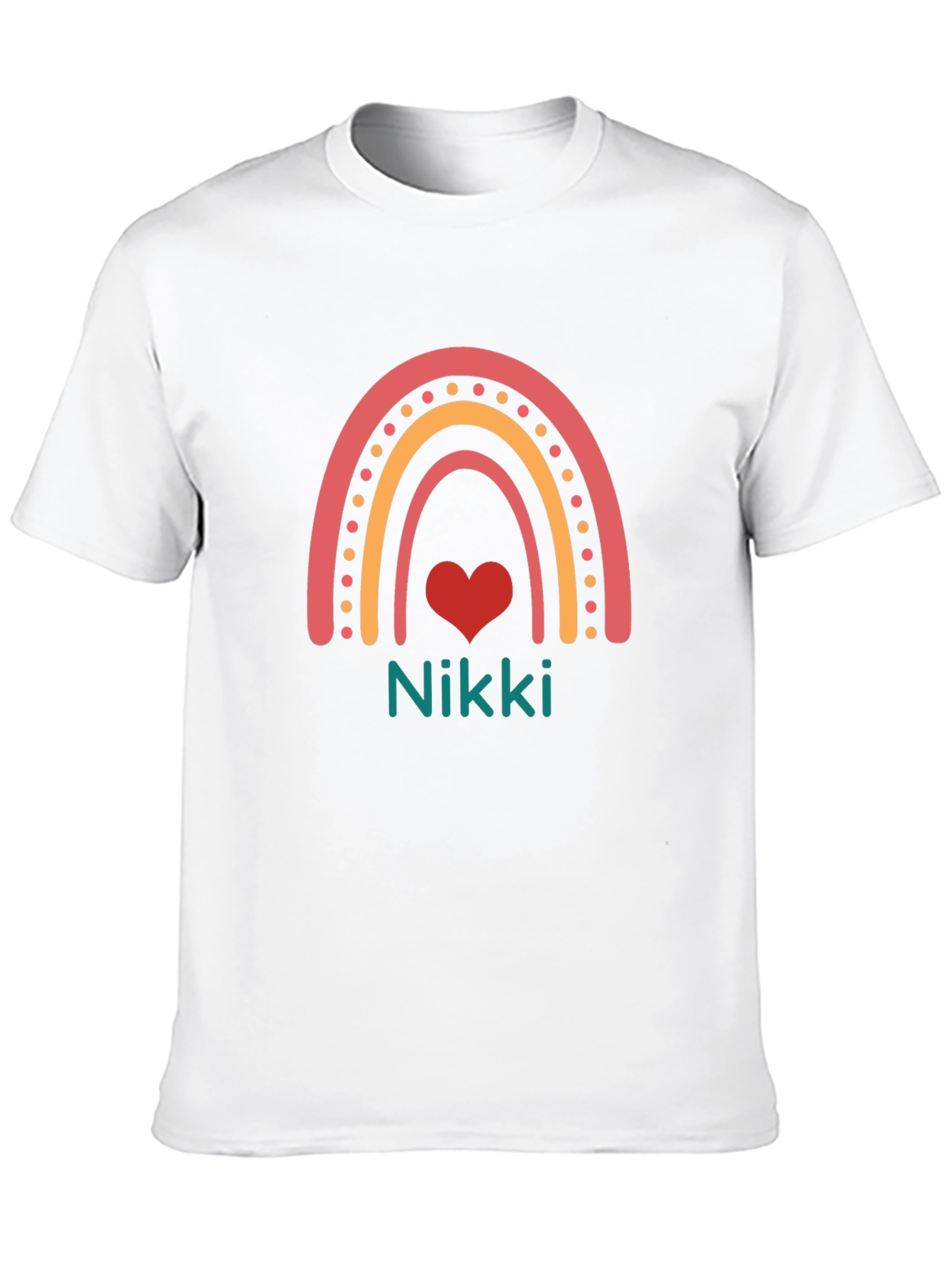 Nikki Rainbow Heart Tee - Custom Name Shirt