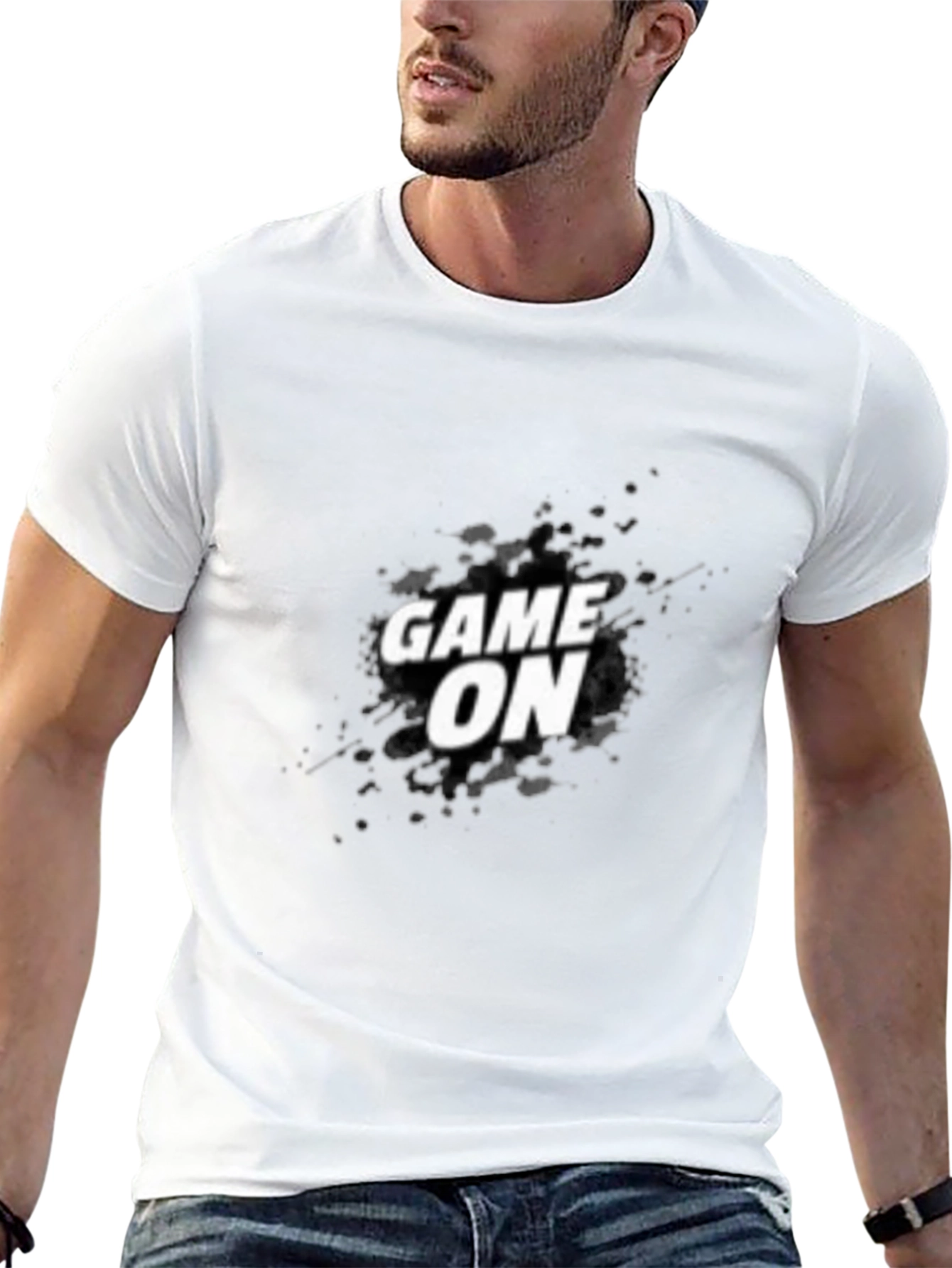 Game On Graphic T-Shirt - Black Crew Neck Tee