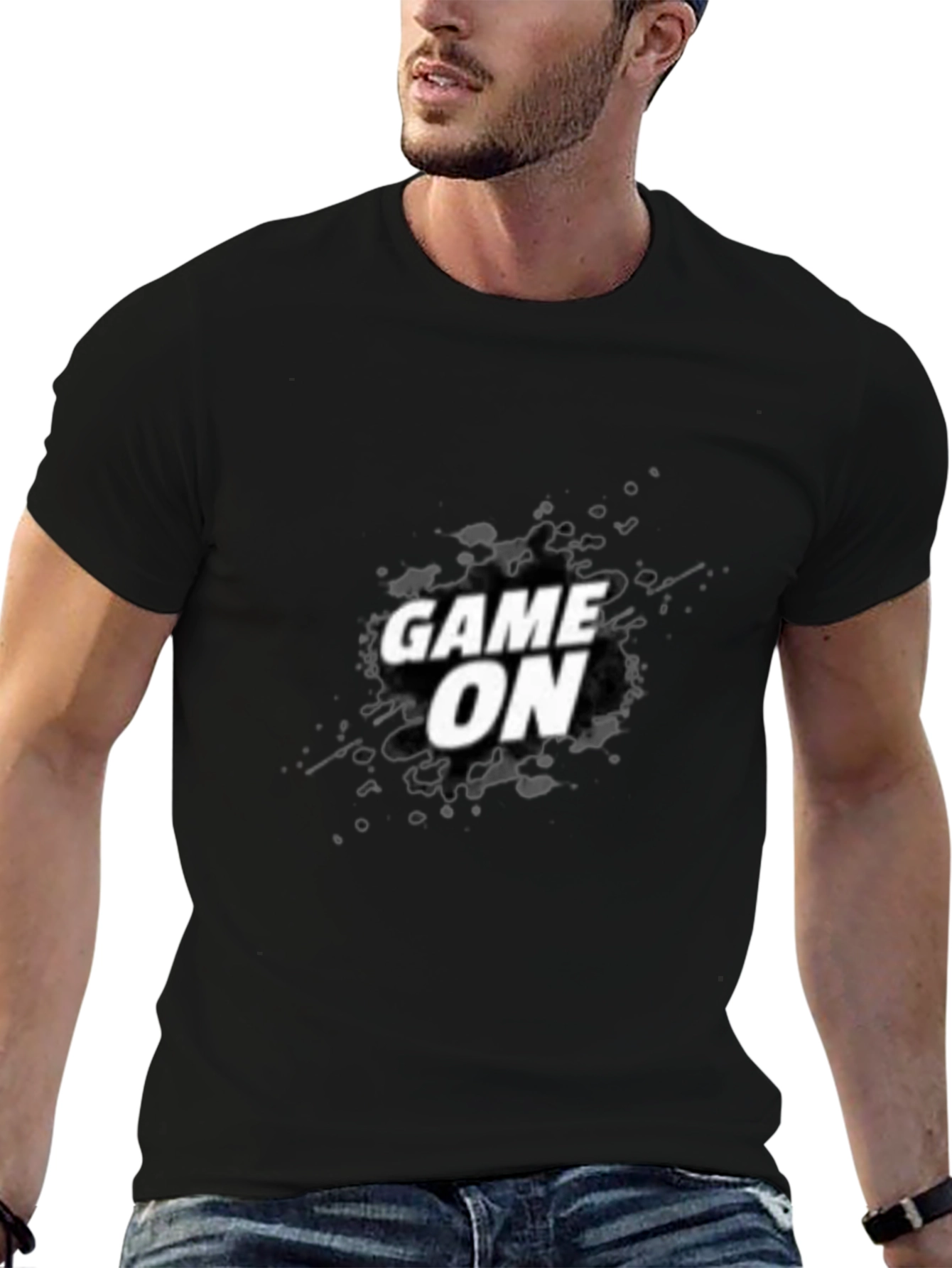 Game On Graphic T-Shirt - Black Crew Neck Tee