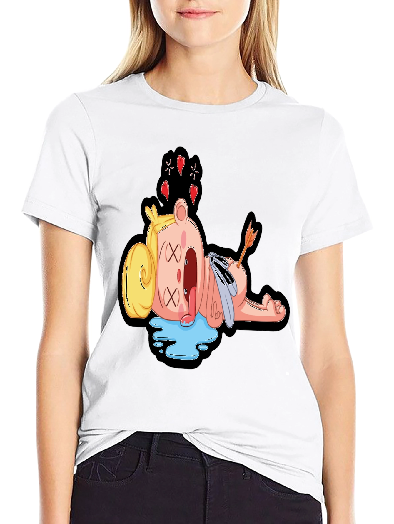 Cartoon Dead Bear T-Shirt - Mens Black Graphic Tee