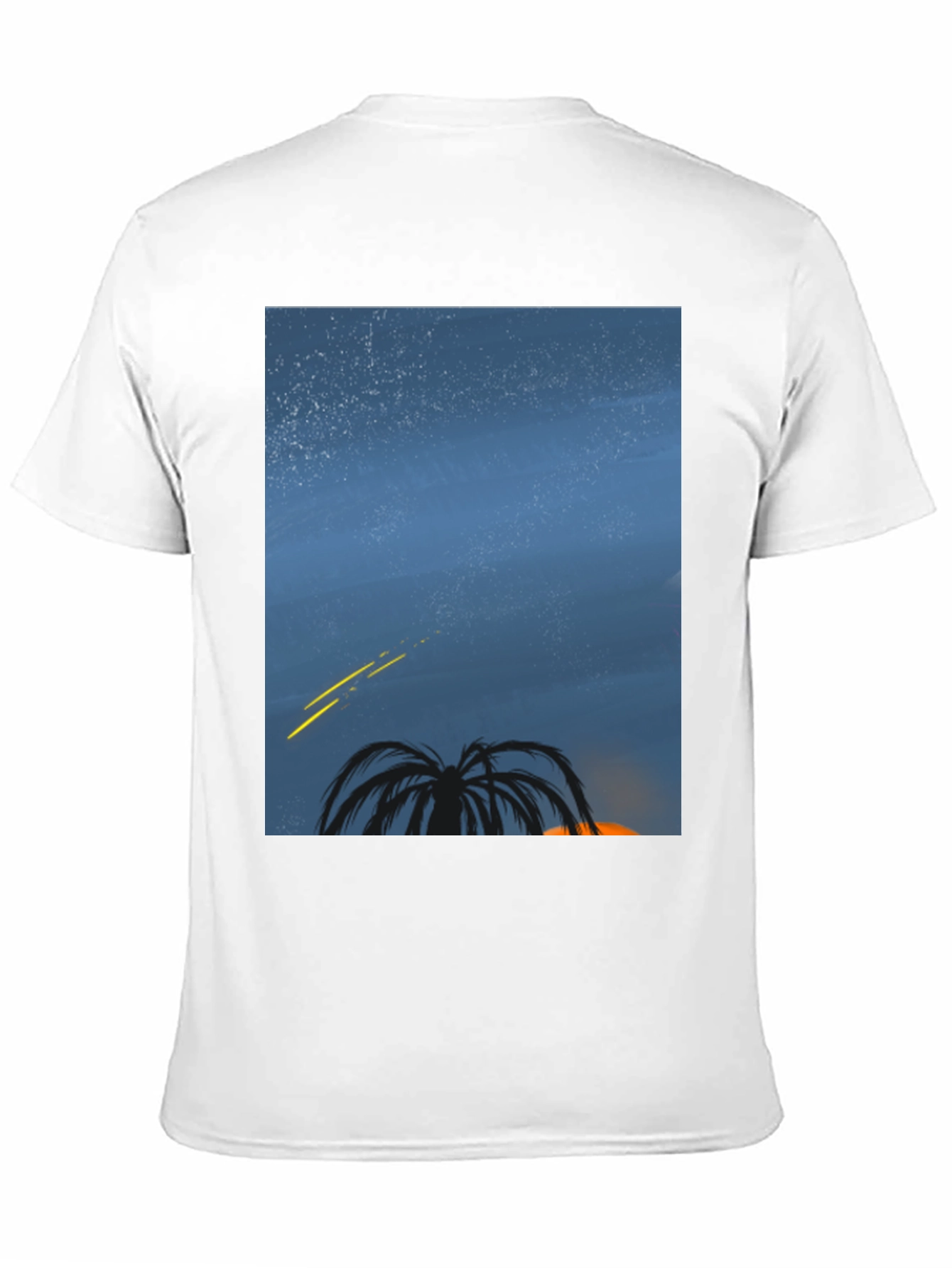 Night Sky Palm Tree Graphic Tee - Black