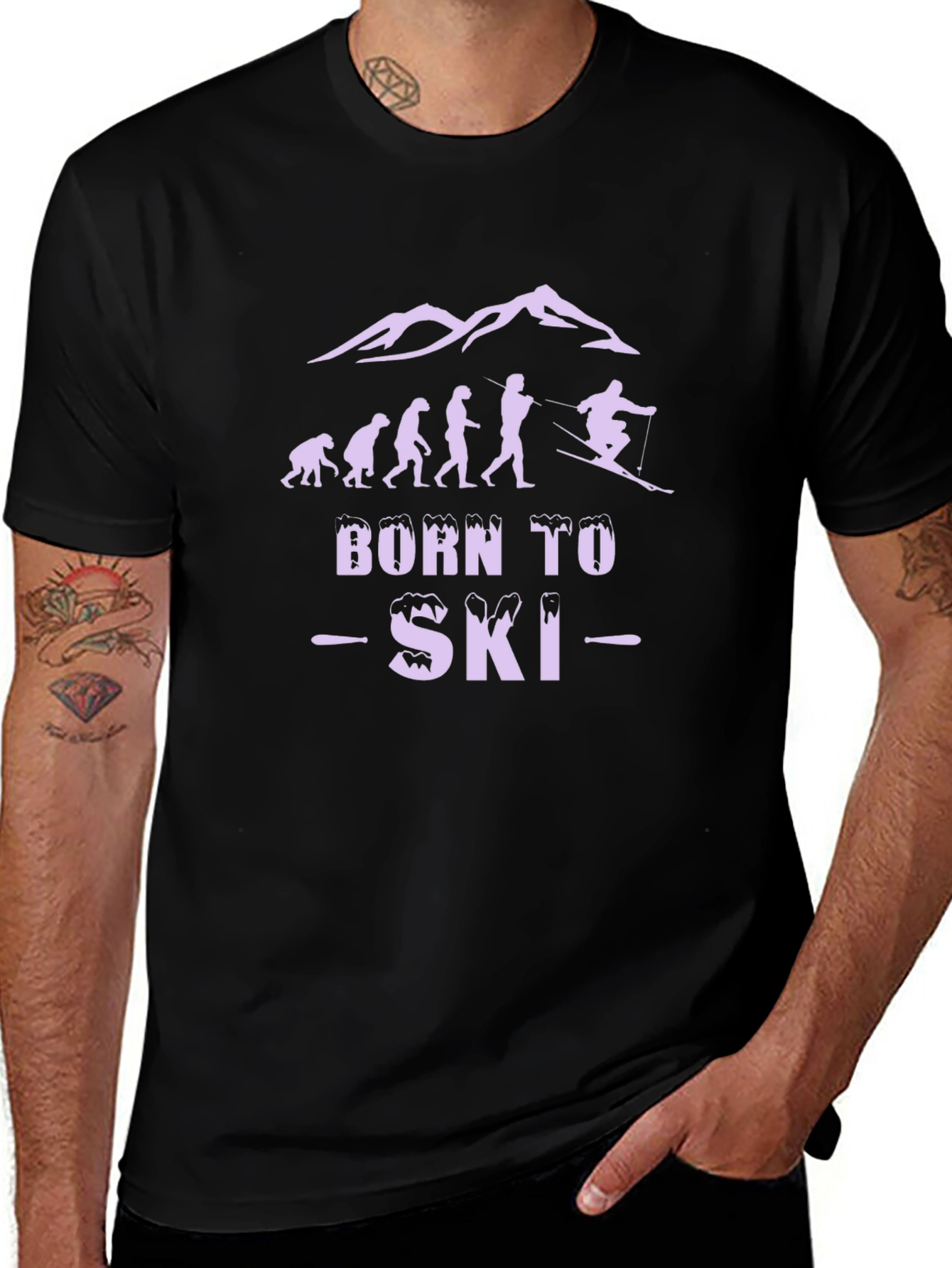 Born To Ski T-Shirt Evolution of Skiing Tee