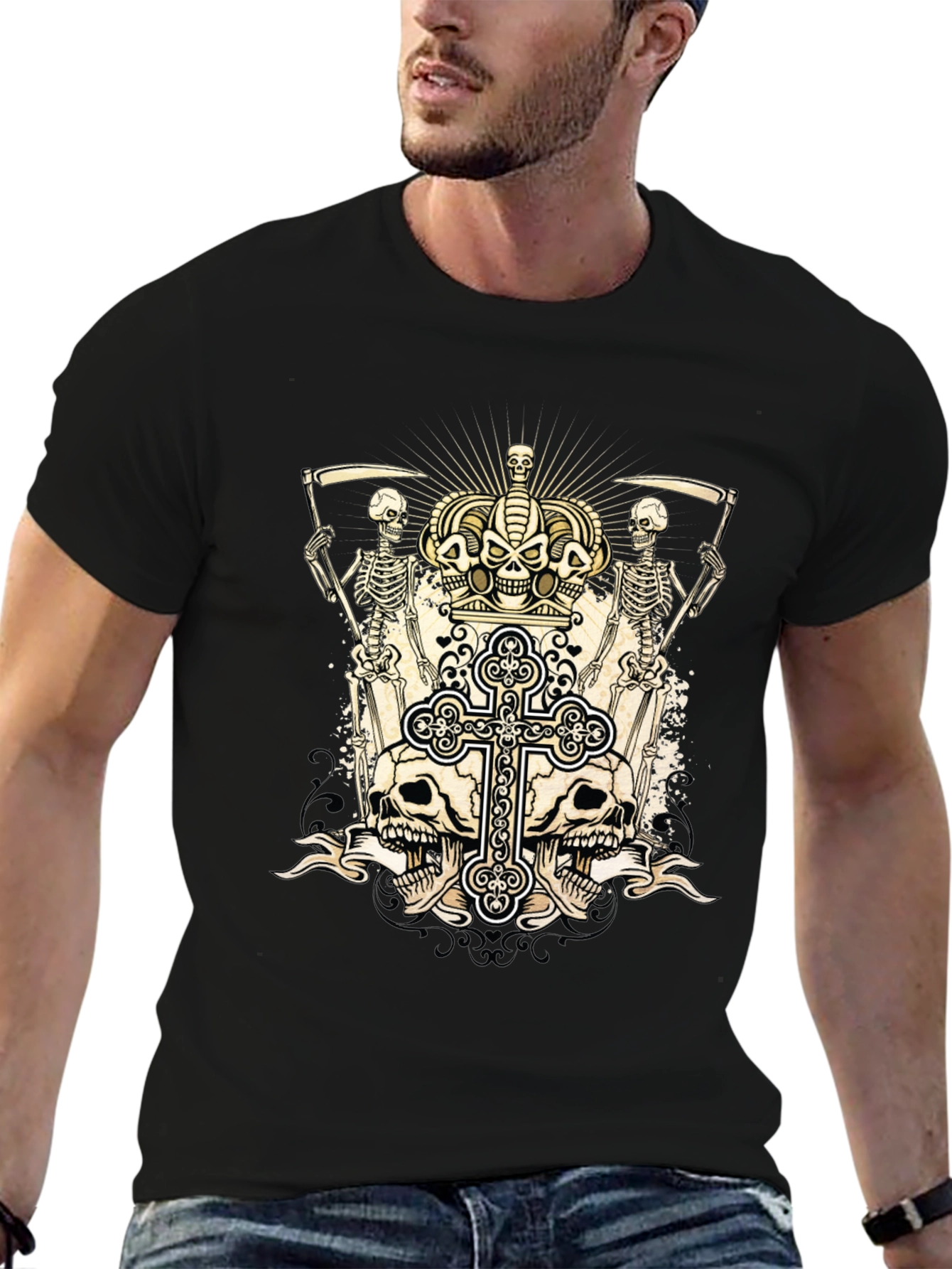 Skull & Reaper Graphic Tee - Black