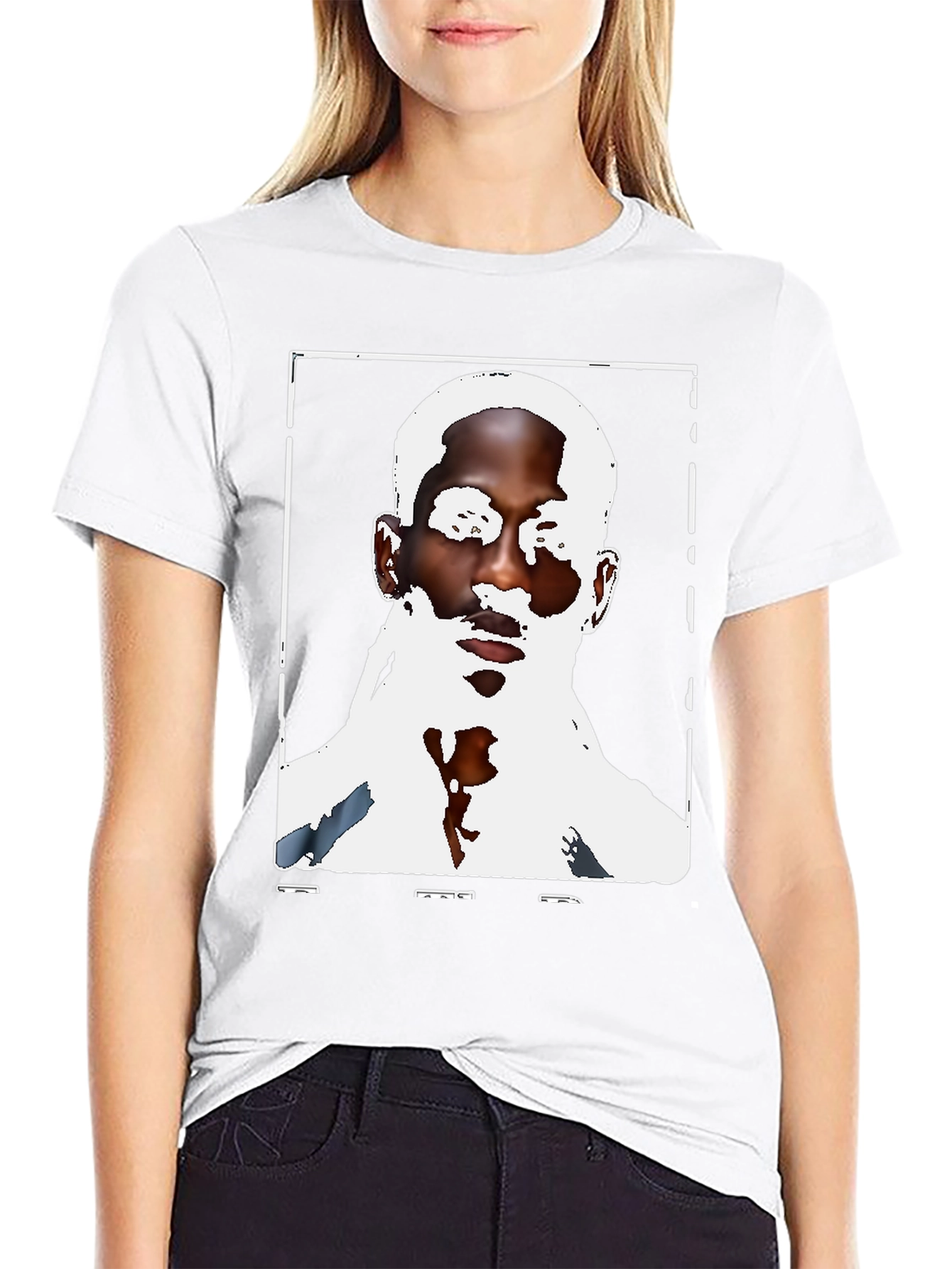 Black Graphic Tee - Mans Face Print