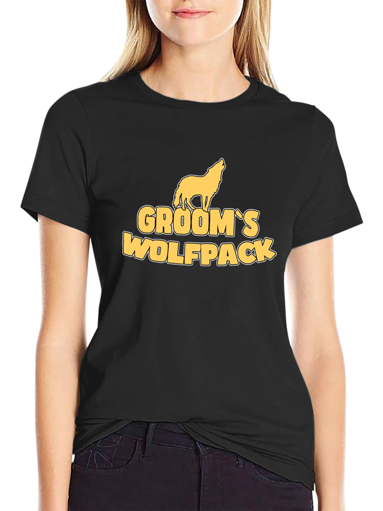 Grooms Wolfpack Black Cotton Graphic Tee