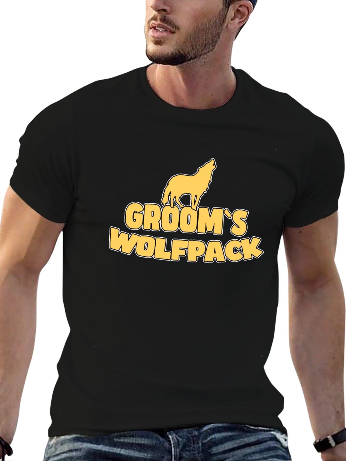 Grooms Wolfpack Black Cotton Graphic Tee