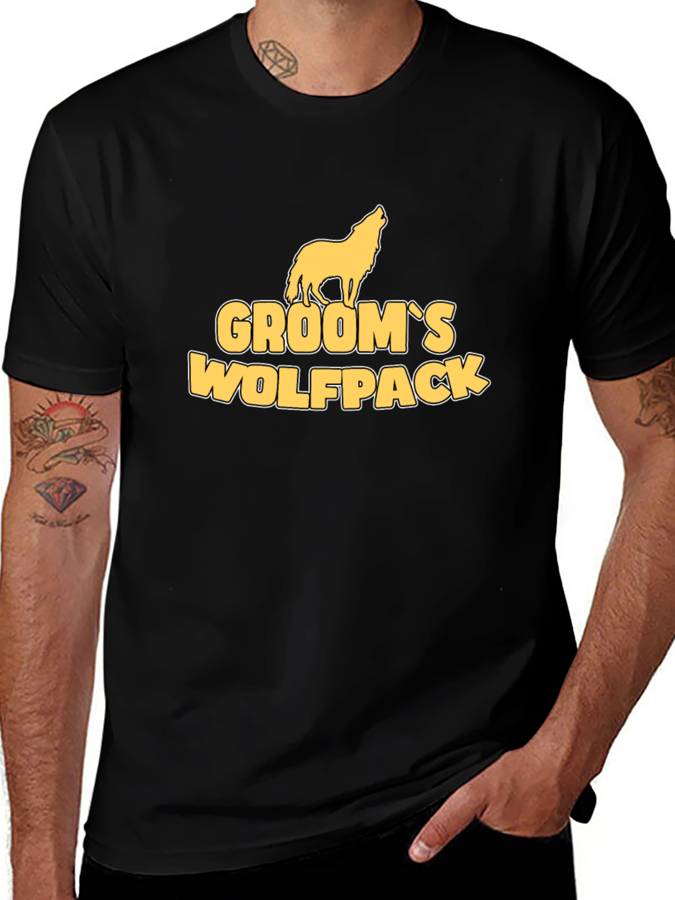 Grooms Wolfpack Black Cotton Graphic Tee