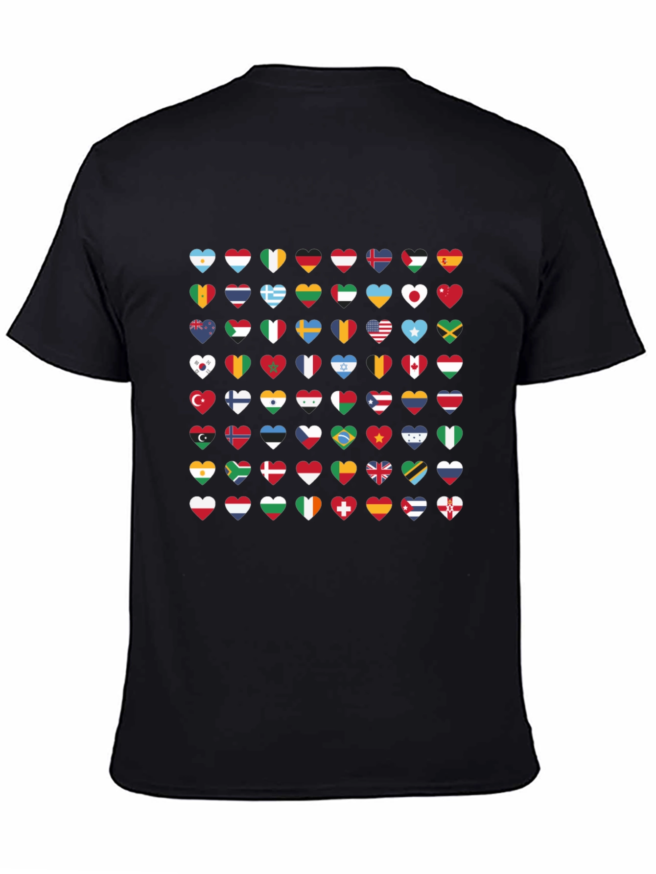World Flags Heart Graphic Tee - Black