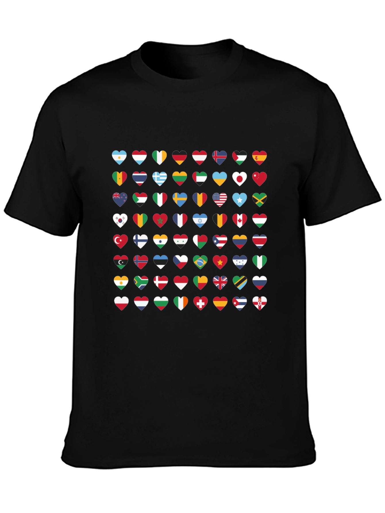 World Flags Heart Graphic Tee - Black