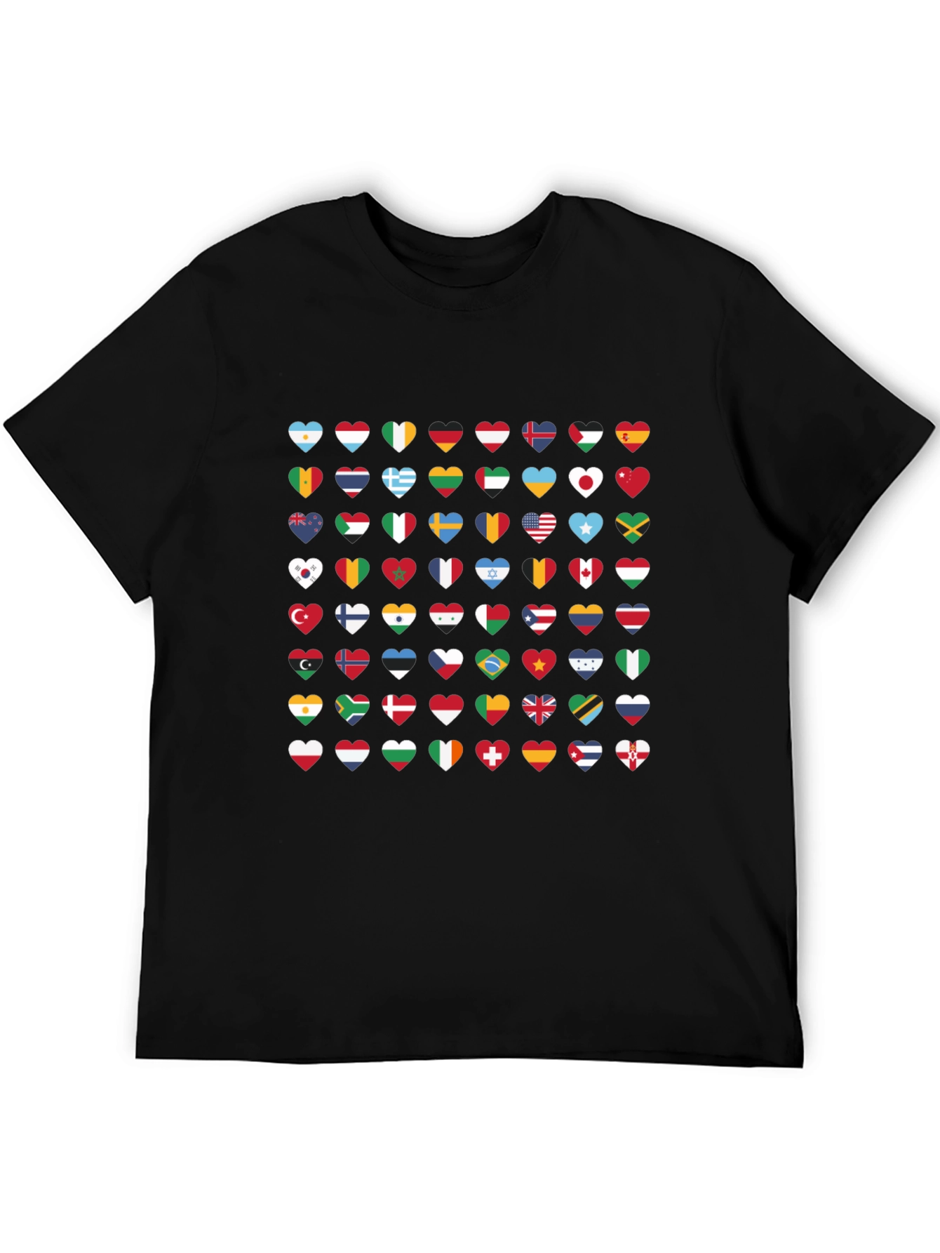 World Flags Heart Graphic Tee - Black