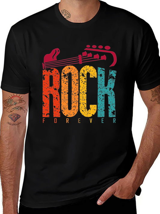 Rock Forever Graphic Tee - Vintage Style Black T-Shirt