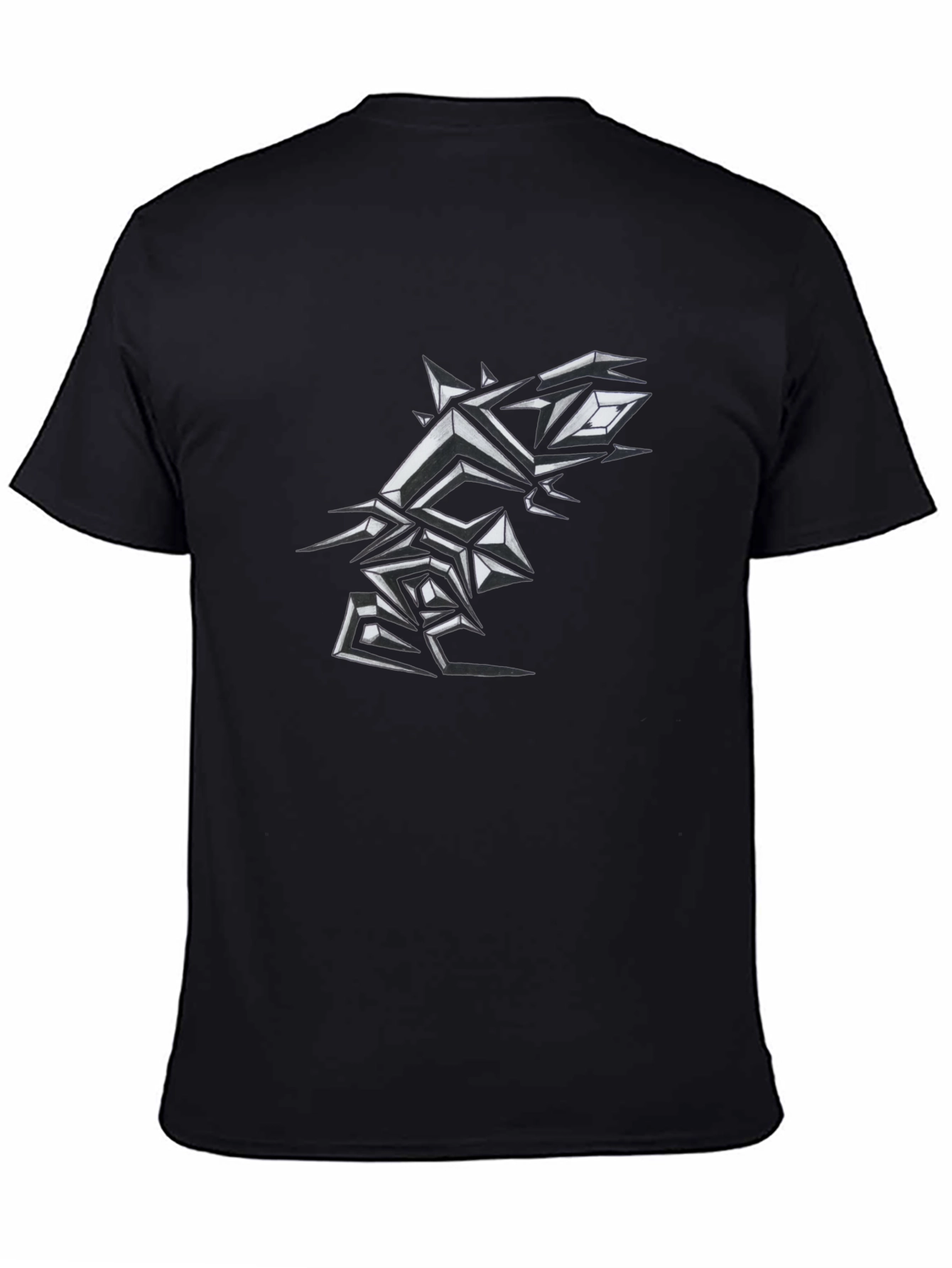 Edgy Geometric Graphic Print Mens Black T-Shirt