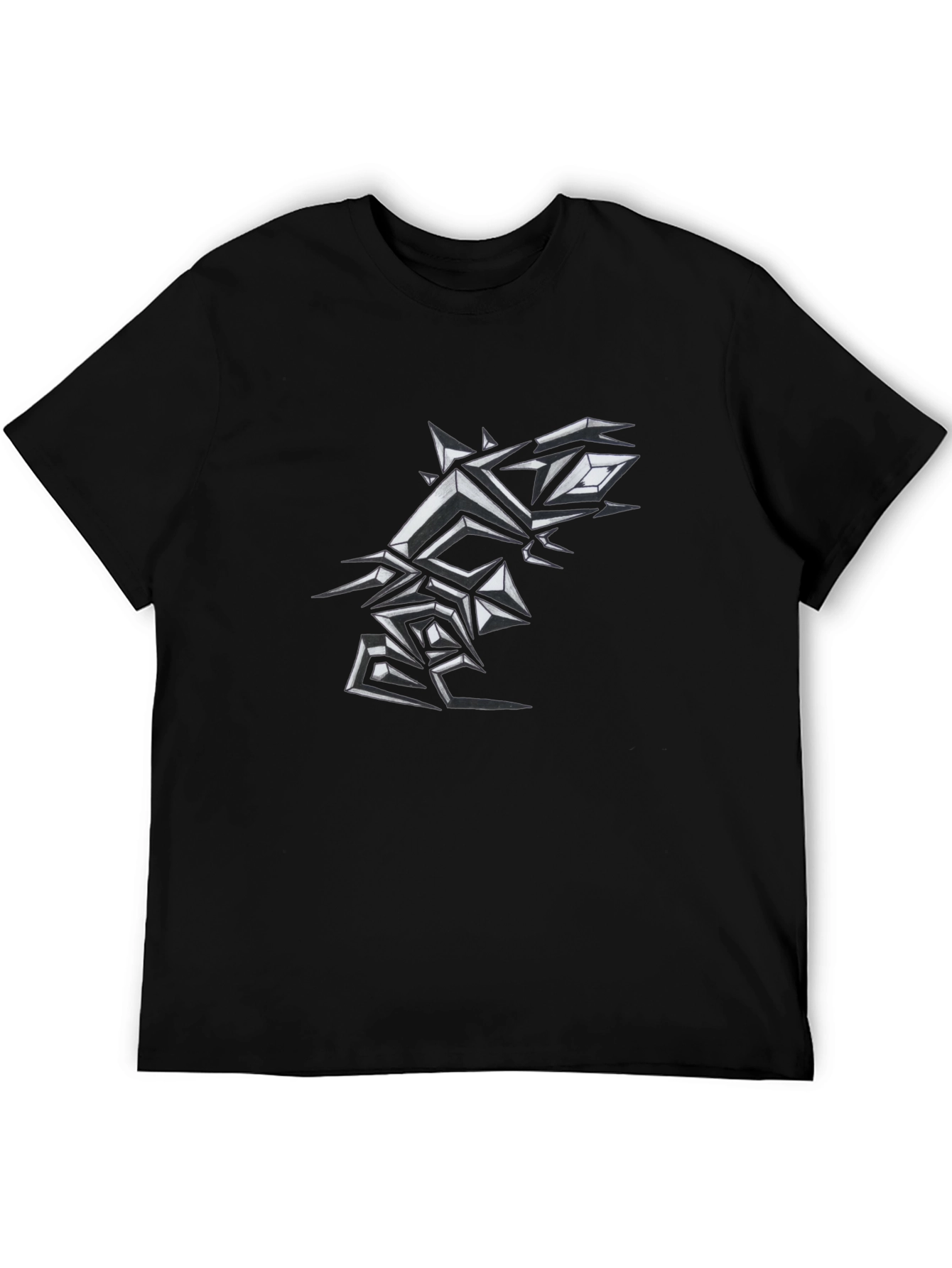 Edgy Geometric Graphic Print Mens Black T-Shirt