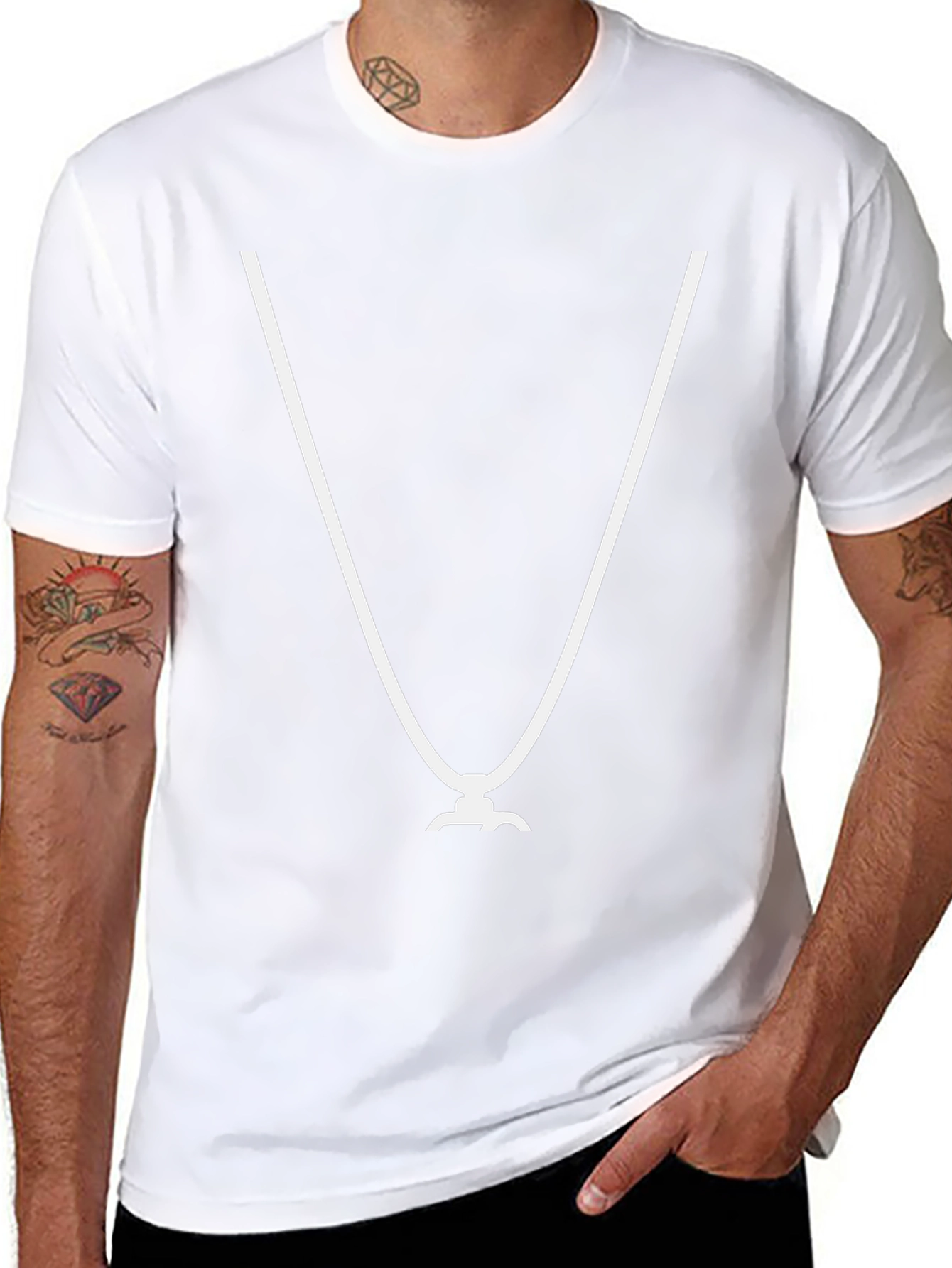 Modern Black T-Shirt with V-Shaped White Design