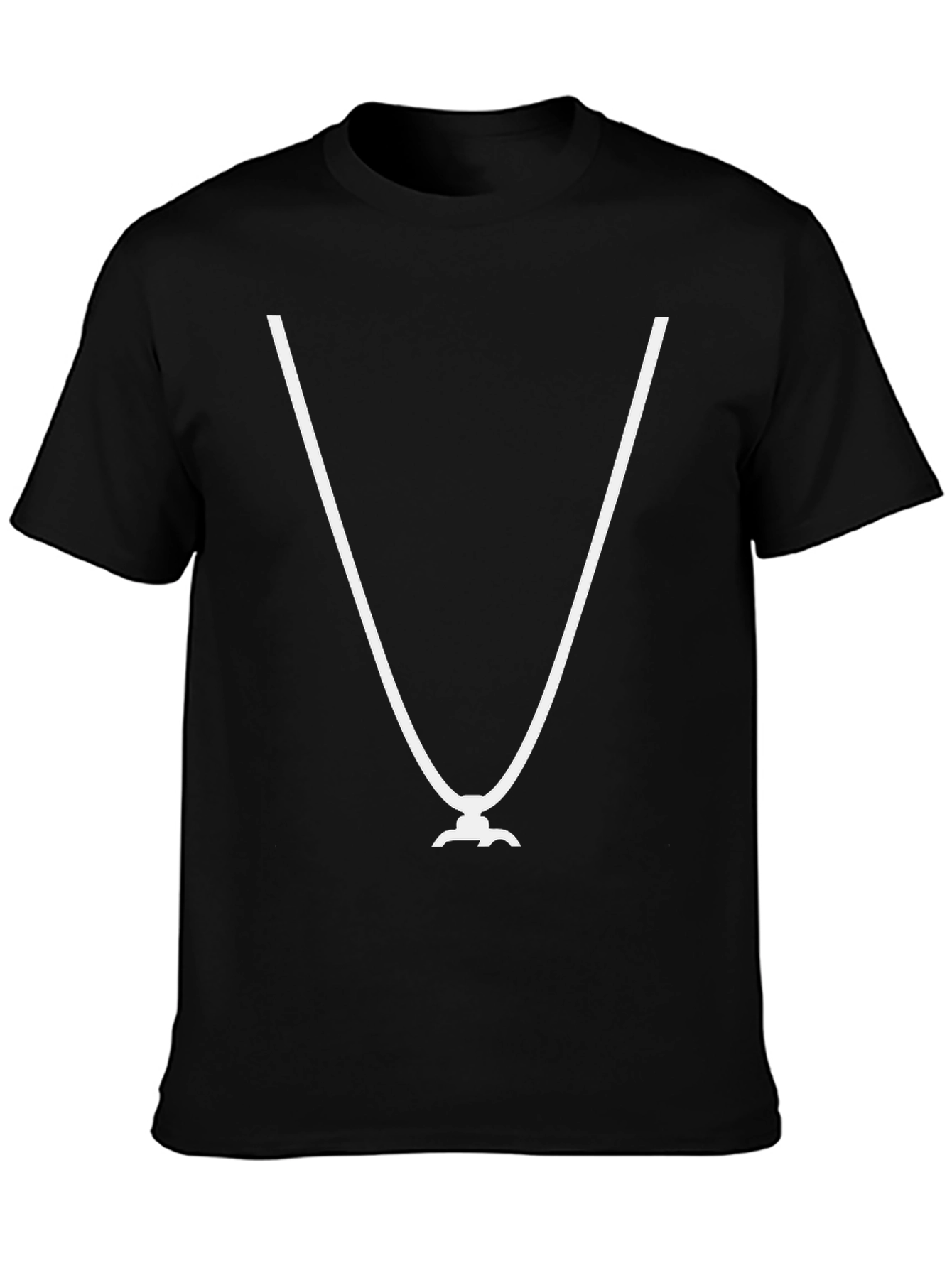 Modern Black T-Shirt with V-Shaped White Design