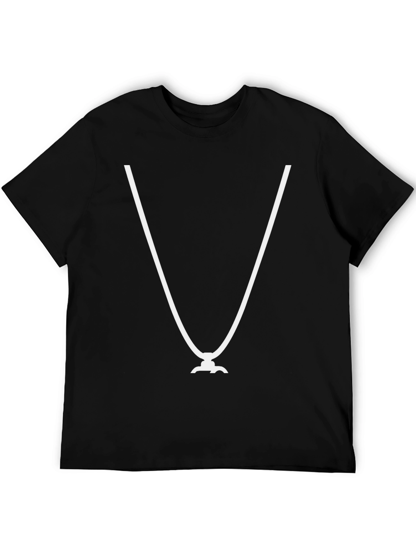 Modern Black T-Shirt with V-Shaped White Design