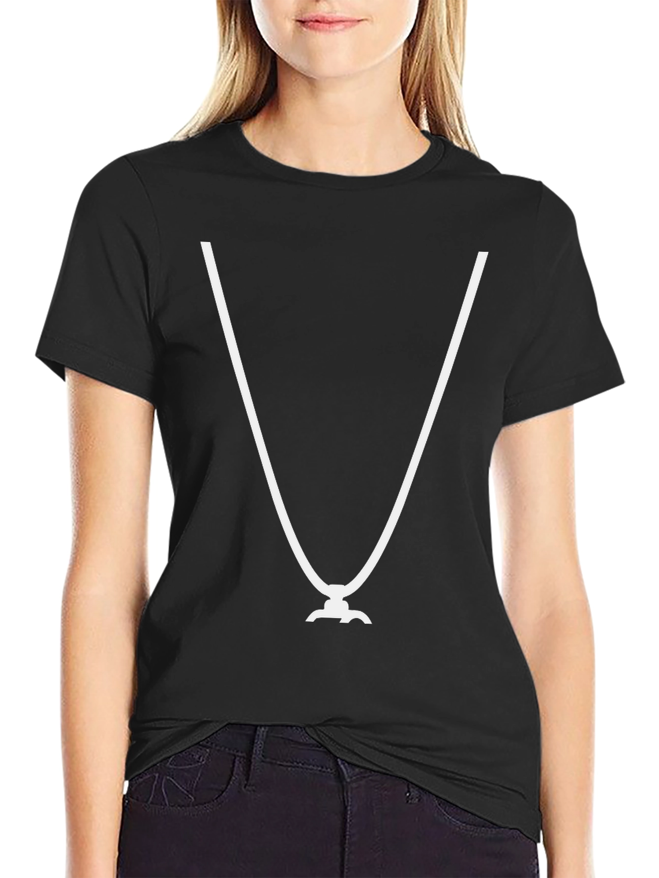 Modern Black T-Shirt with V-Shaped White Design