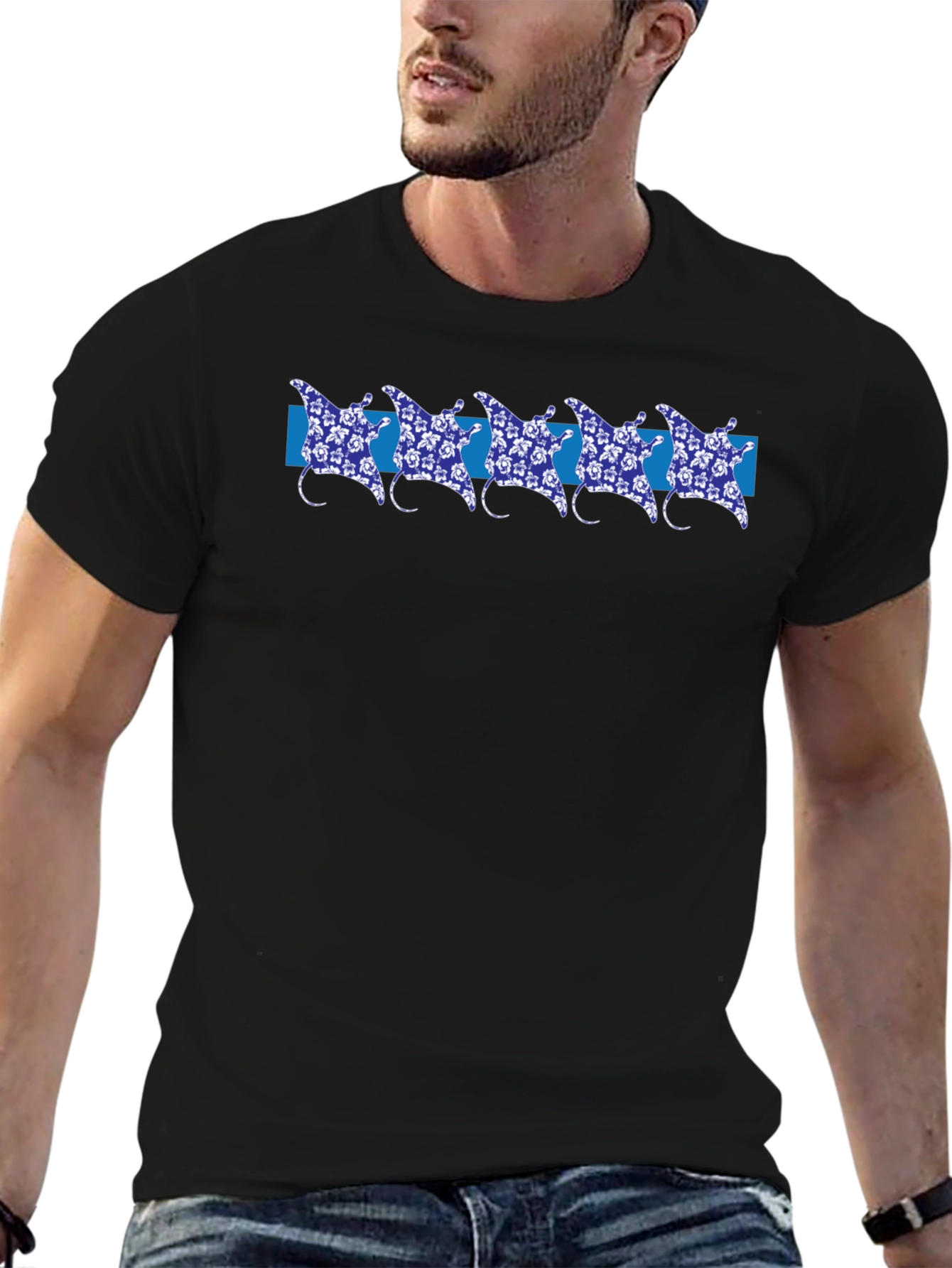 Manta Ray Patterned T-Shirt