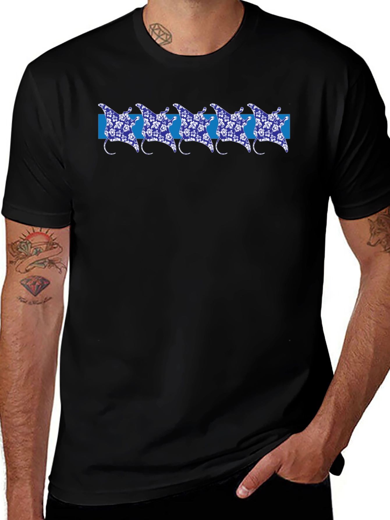 Manta Ray Patterned T-Shirt