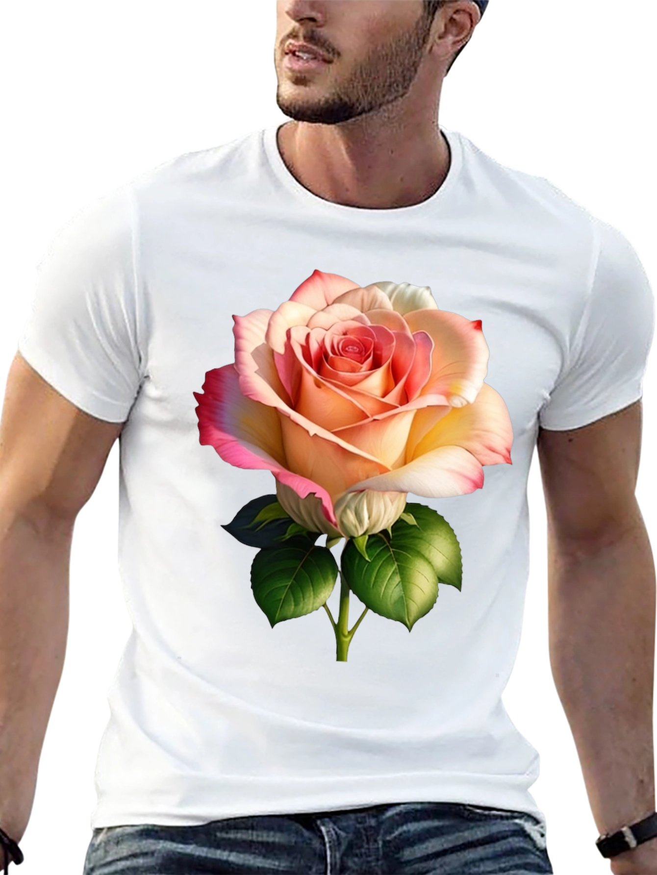 Elegant Rose Graphic Black T-Shirt