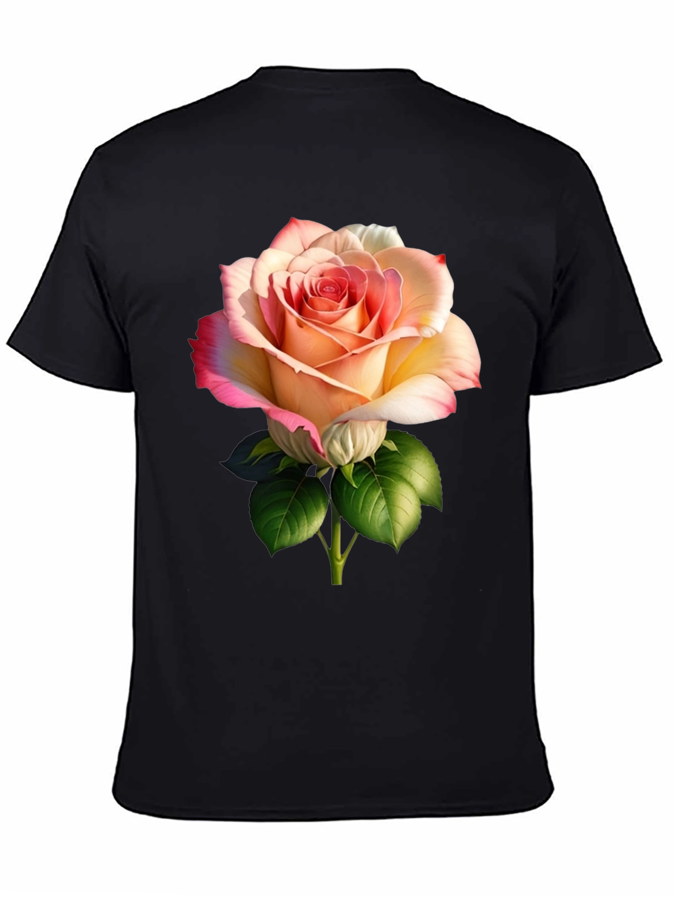 Elegant Rose Graphic Black T-Shirt