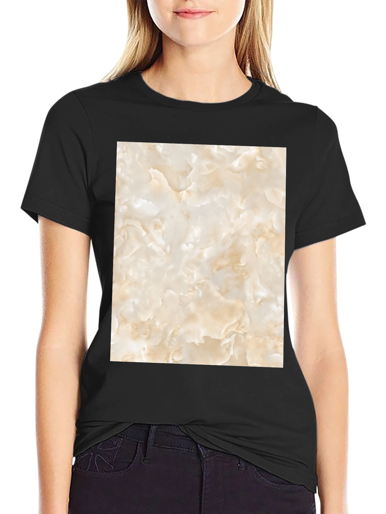 Unique Marble Graphic T-Shirt - Black Casual Tee