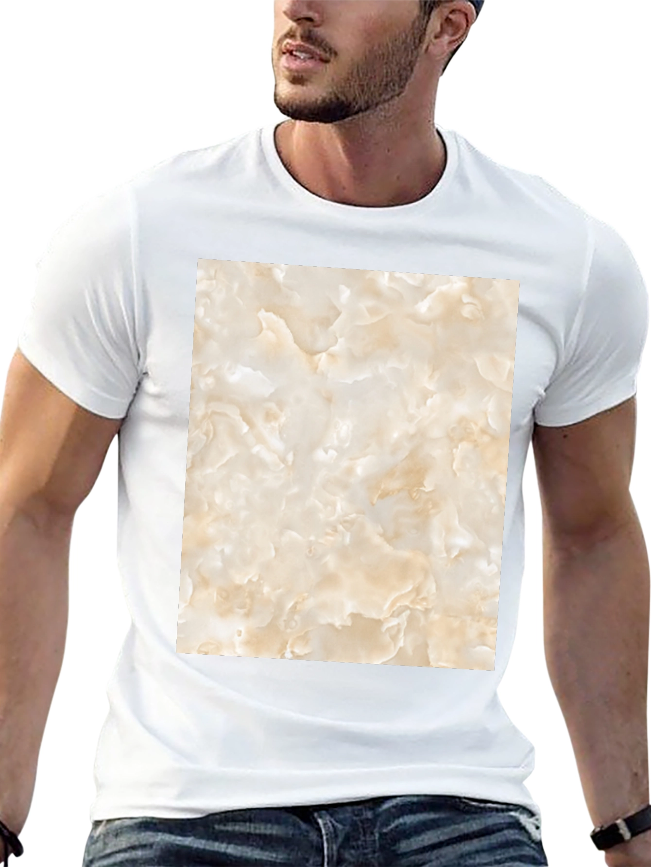 Unique Marble Graphic T-Shirt - Black Casual Tee